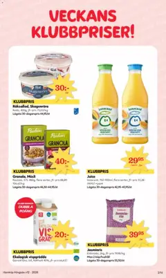 Ekologisk vispgrädde, Garant Eka, 3dl, fetthalt 40%, jfr-pris 66,67/l - Förhandsvisning av reklamblad från butik Hemköp aktuell från 16.03.2026 | Sida: 7 | Produkter: Musli, Juice, Granola, Apelsin