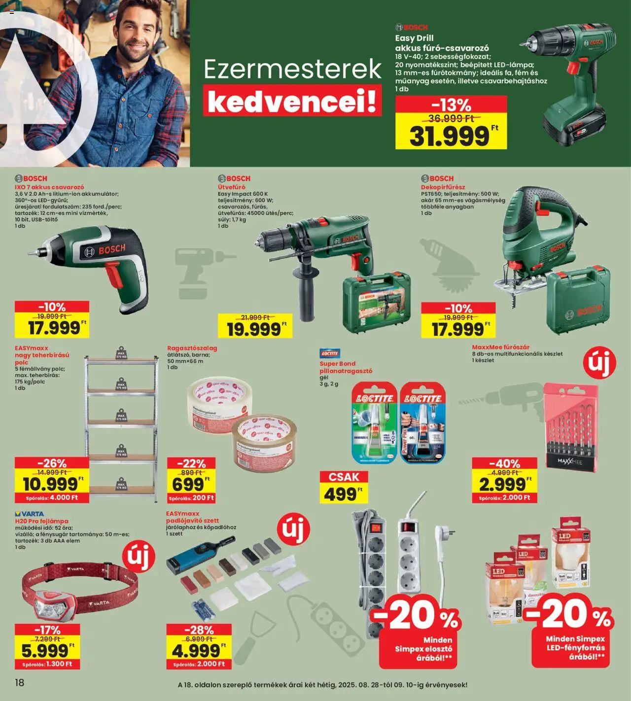 Interspar akciós ujság - amely érvényes a következő dátumtól: 28.08.2025 | Oldal: 18 | Termékek: Dekopírfűrész, Polc, Akkus csavarozó, Csavarozó
