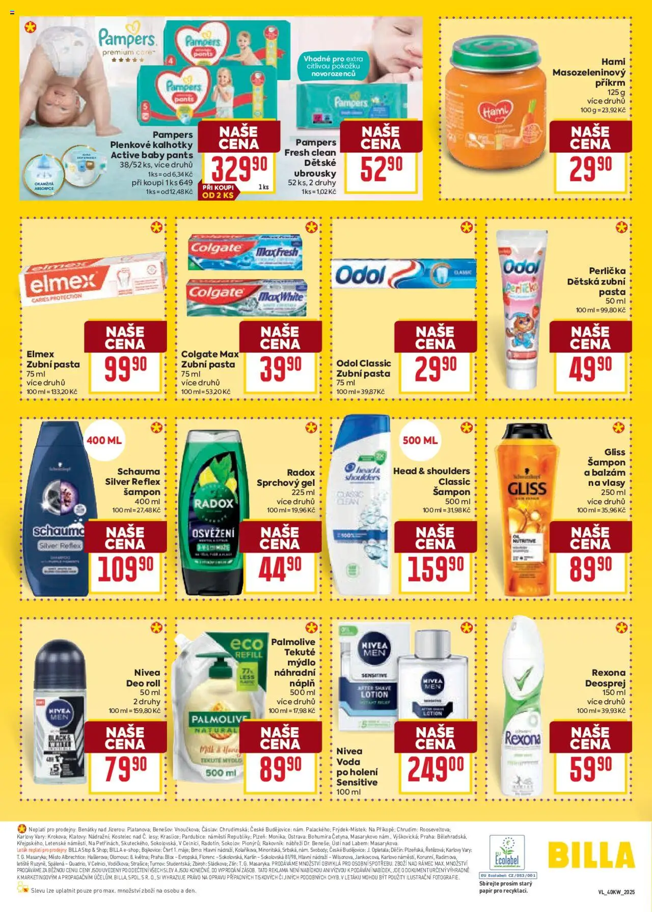 Billa Velký leták od 01.10.2025 | Strana: 34 | Produkty: Zubní pasta, Nivea, Kalhotky, Head & Shoulders