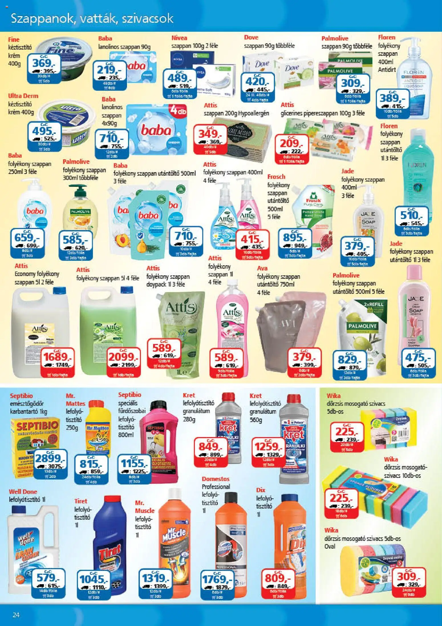 ÁRKLUB akciós ujság - amely érvényes a következő dátumtól: 01.01.2026 | Oldal: 24 | Termékek: Folyékony szappan, Szappan