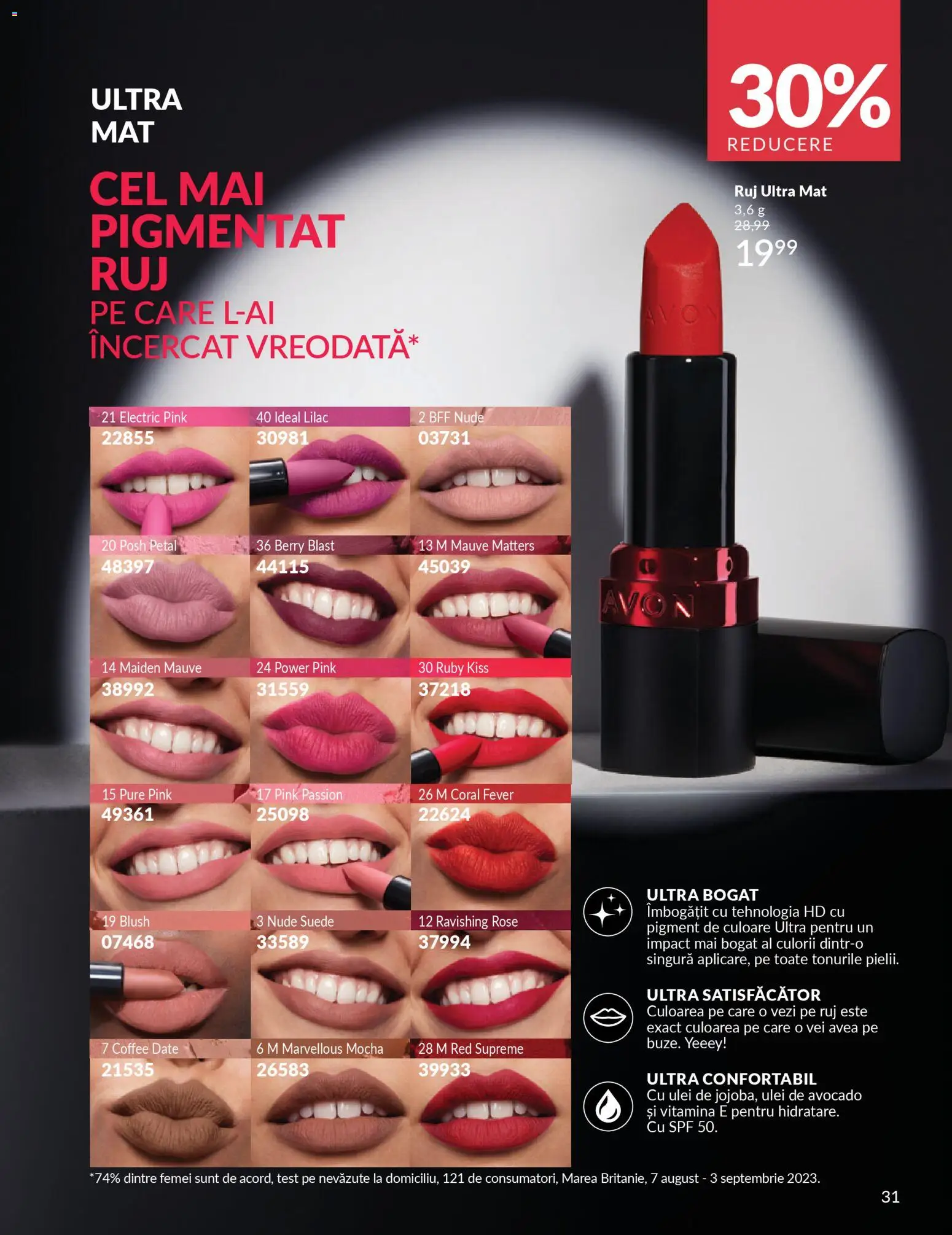 Noul catalog Avon – valabil de la 01.03.2026 | Pagină: 33 | Produse: Blush, Ruj, Peluş Köpek Yatağı, Ulei