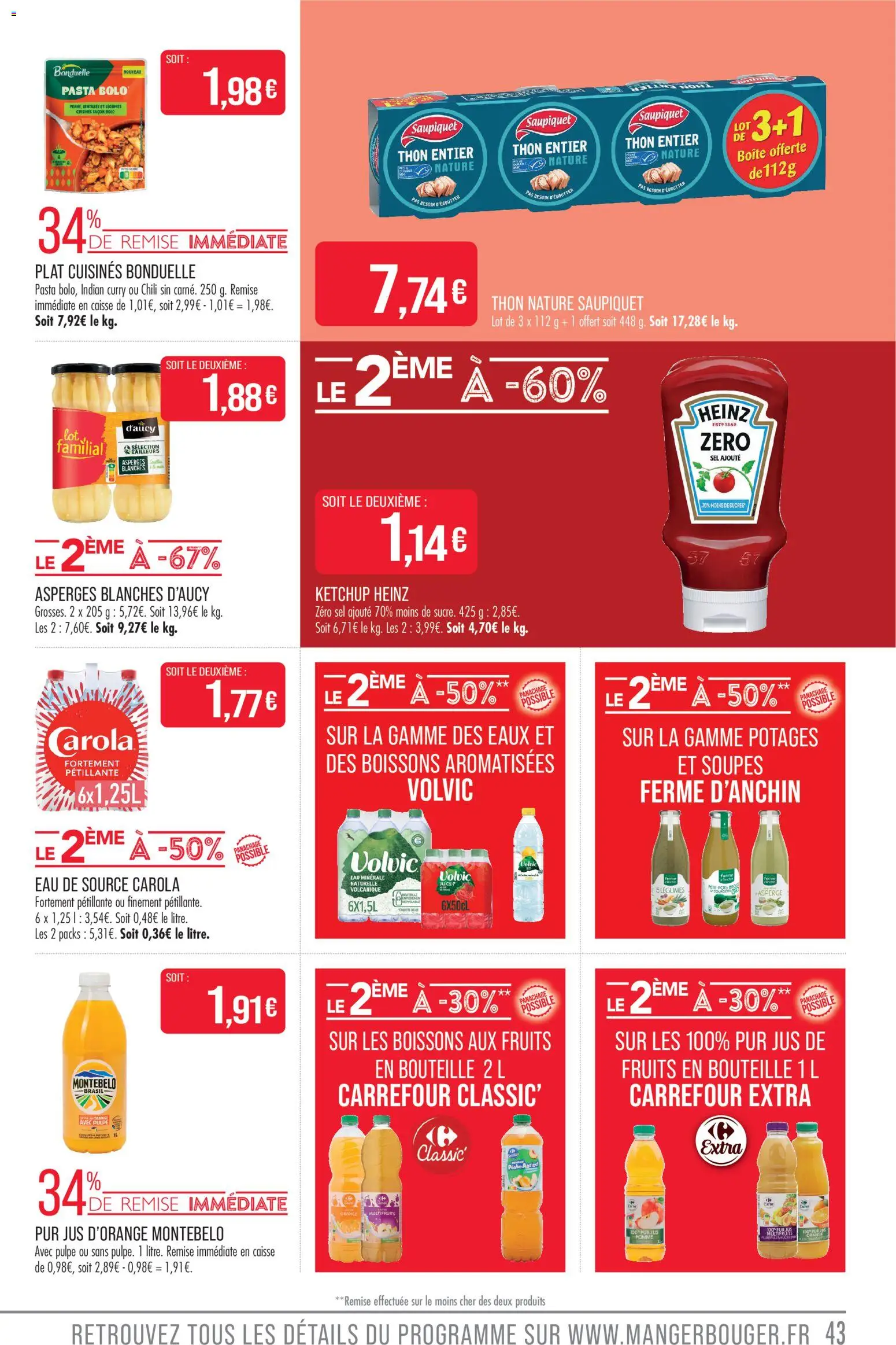 {H1} | Page: 43 | Produits: Volvic, Sel, Jus, Ketchup