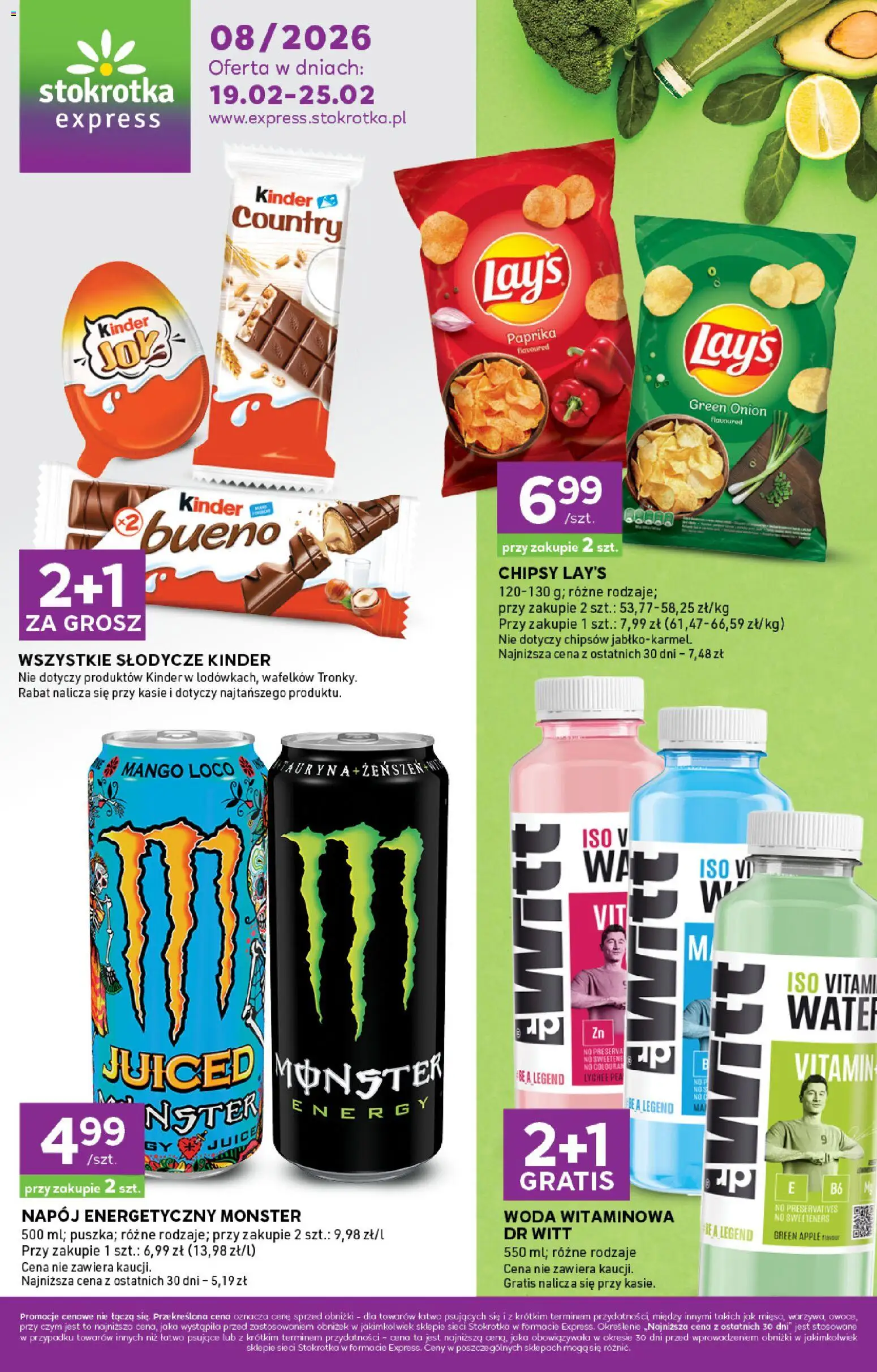 Stokrotka Gazetka - Express od 19.02.2026 | Strona: 1 | Produkty: Słodycze, Chipsy, Stokrotka, Woda