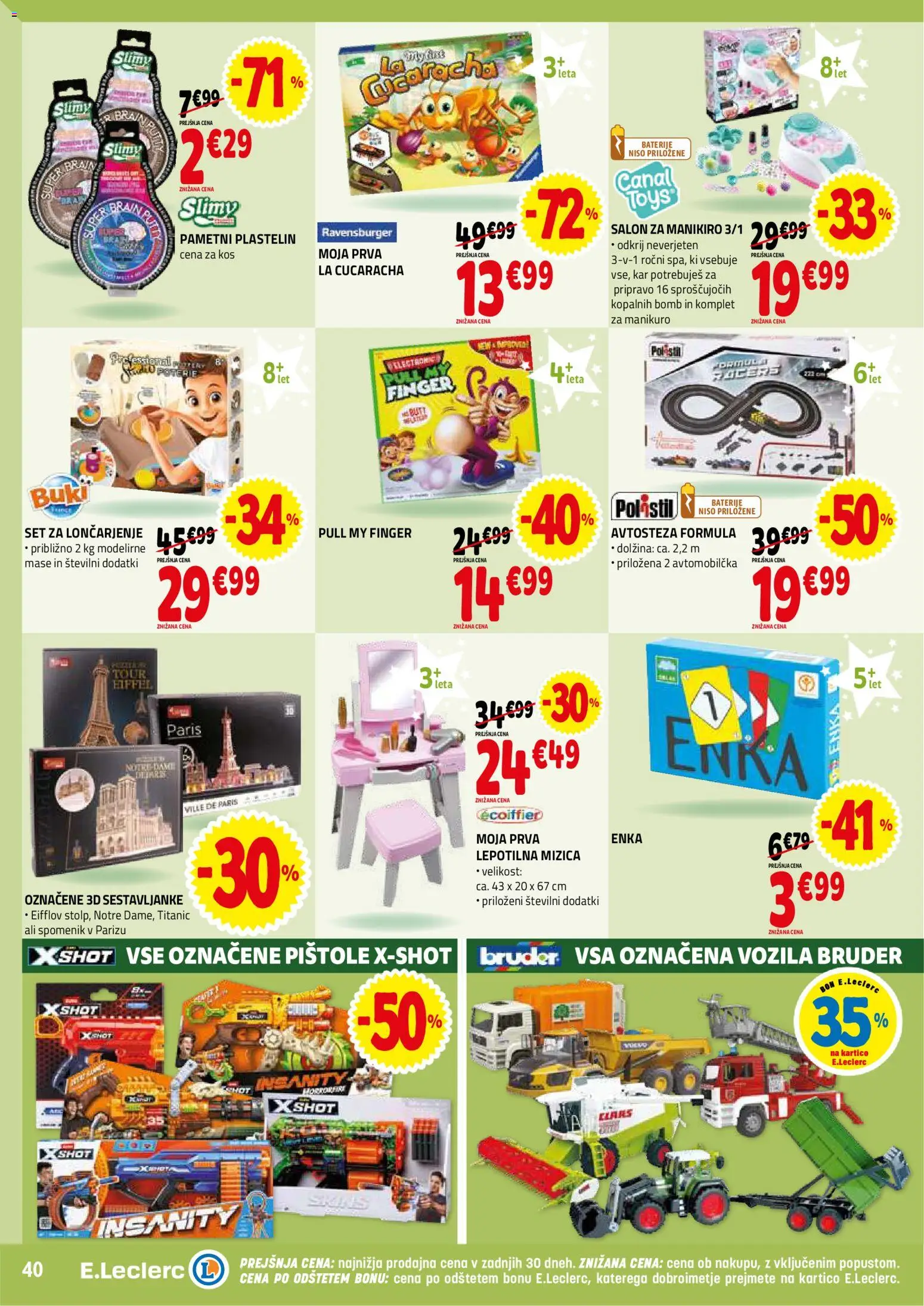 Novi E.leclerc katalog ponudbe – veljaven od 21.01.2026 | Stran: 40 | Izdelki: Mizica, Baterije, Kos