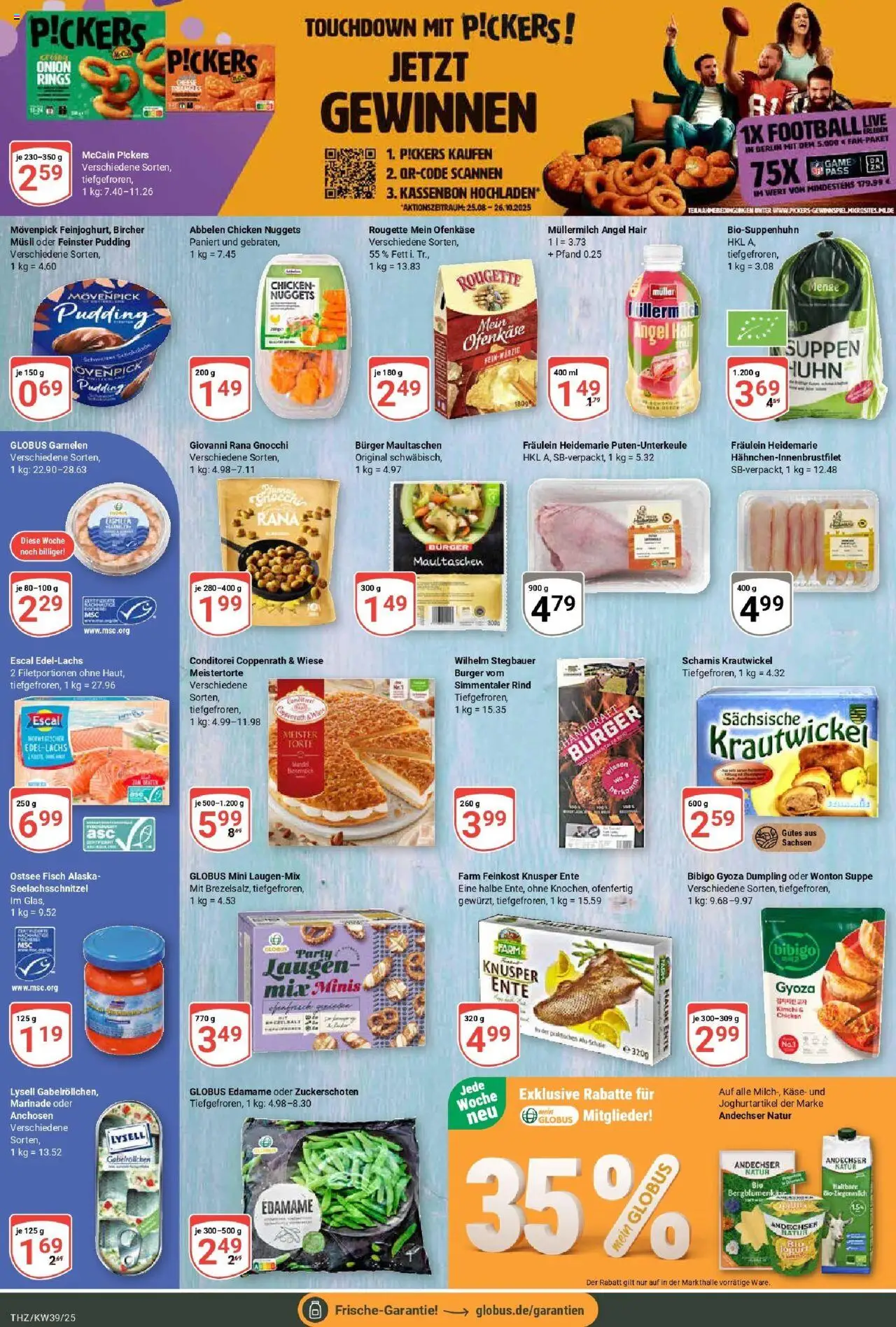 Globus prospekt Zeitz	 – gültig ab 21.09.2025 | Seite: 8 | Produkte: Burger, Garnelen, McCain, Pudding