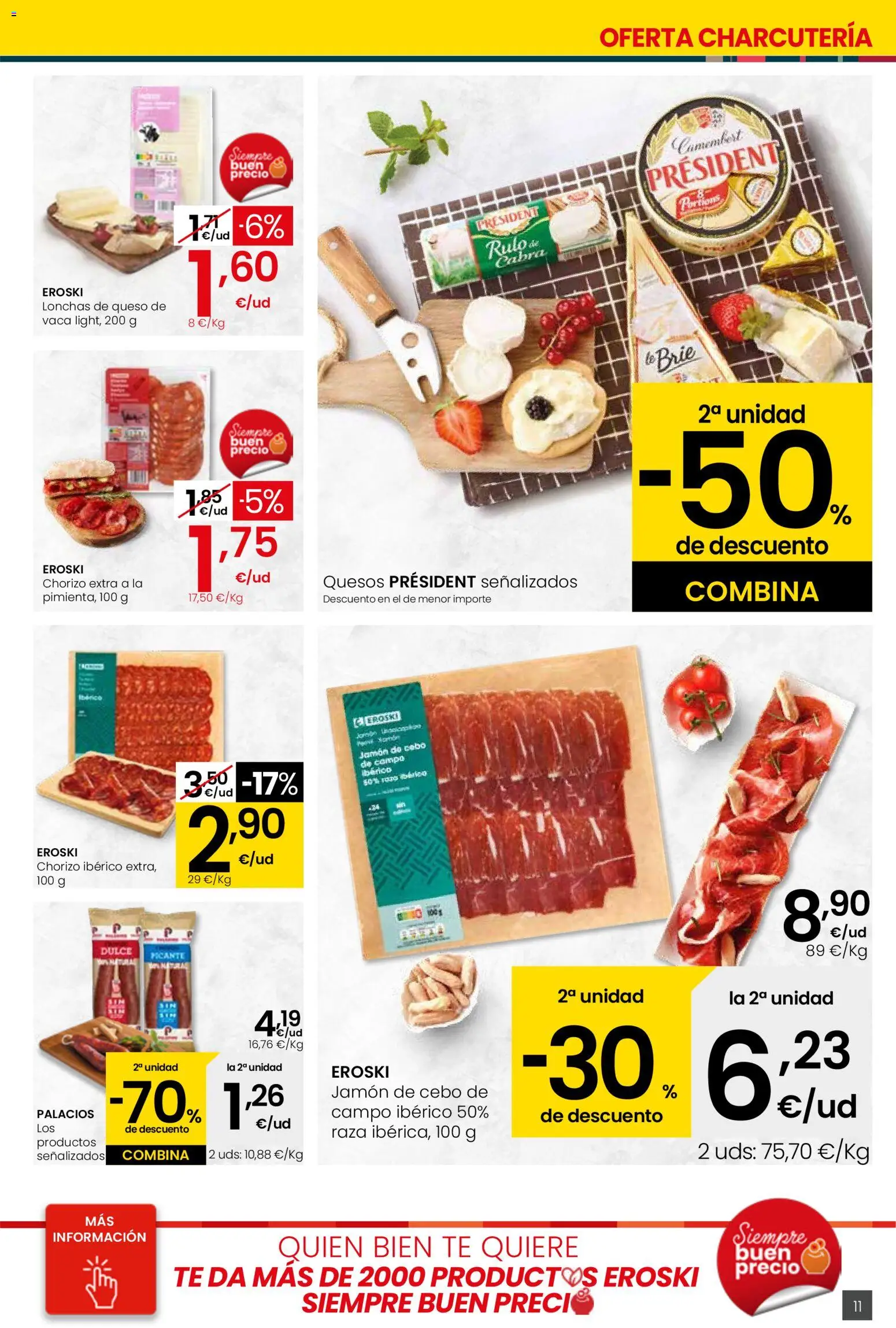 Eroski - Viste tu cesta de primavera Center │ válido desde el 12.03.2026 | Página: 11 | Productos: Queso, Jamón, Té