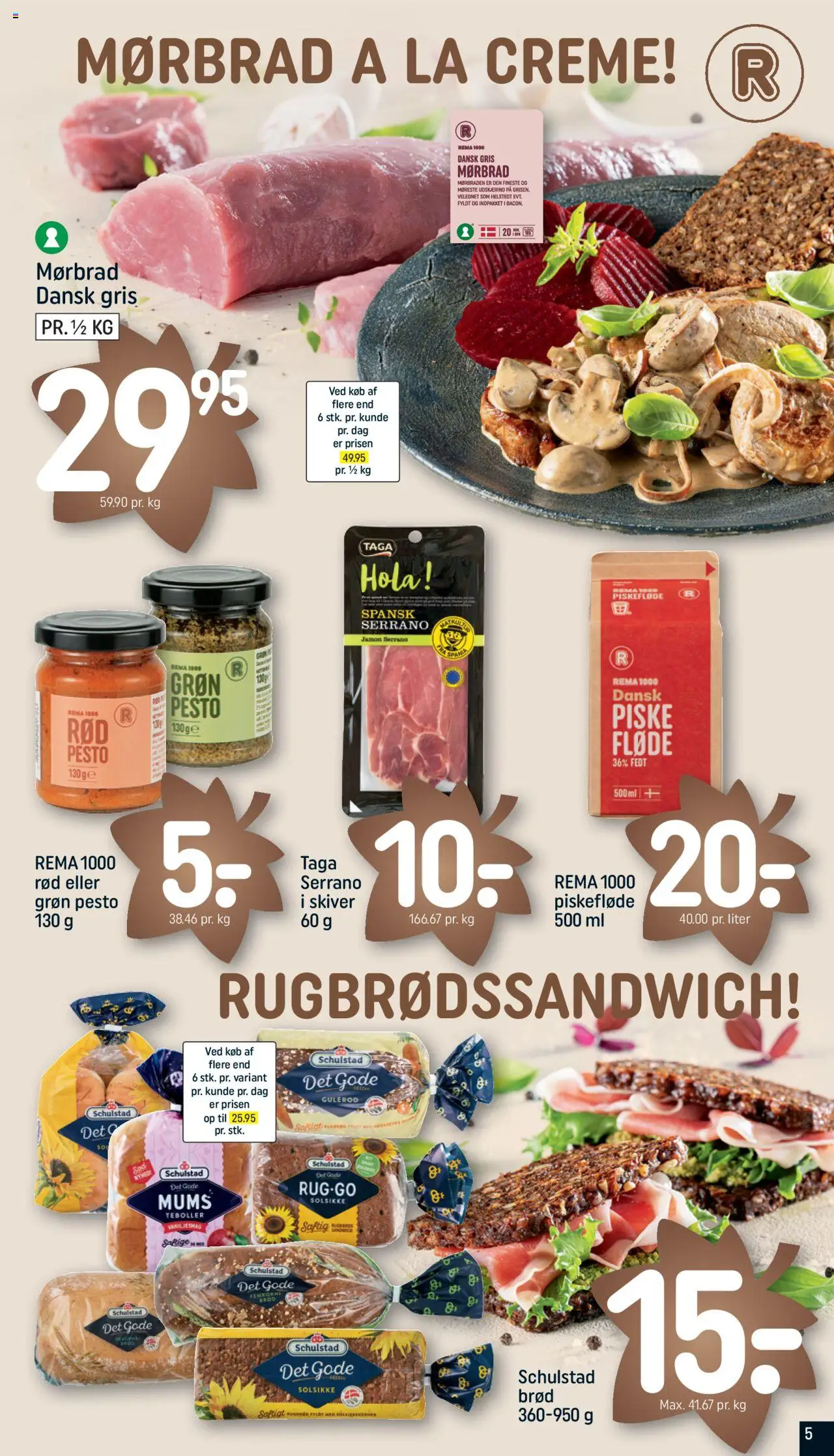 Rema 1000 tilbudsavis – gyldig fra 12.10.2025 | Side: 5 | Produkter: Creme, Fløde, Pesto, Søm