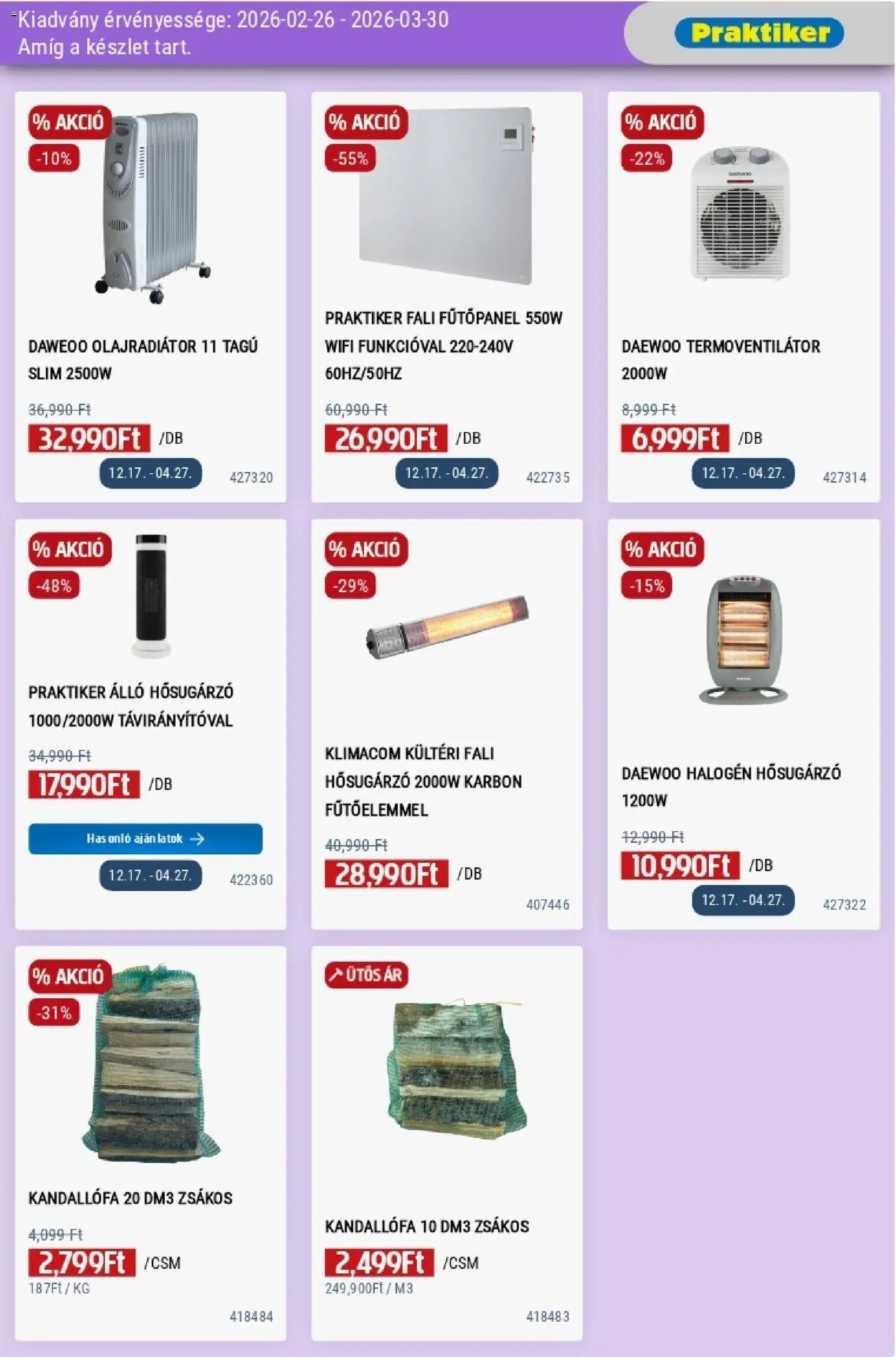 Praktiker akciós ujság - amely érvényes a következő dátumtól: 26.02.2026 | Oldal: 9 | Termékek: Hősugárzó