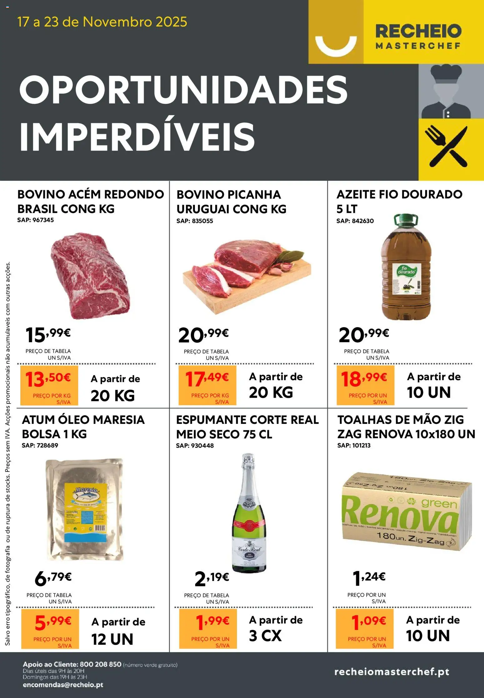 Recheio - Oportunidades Imperdíveis │ válido de 17.11.2025 | Página: 1 | Produtos: Azeite, Espumante, Bolsa, Óleo