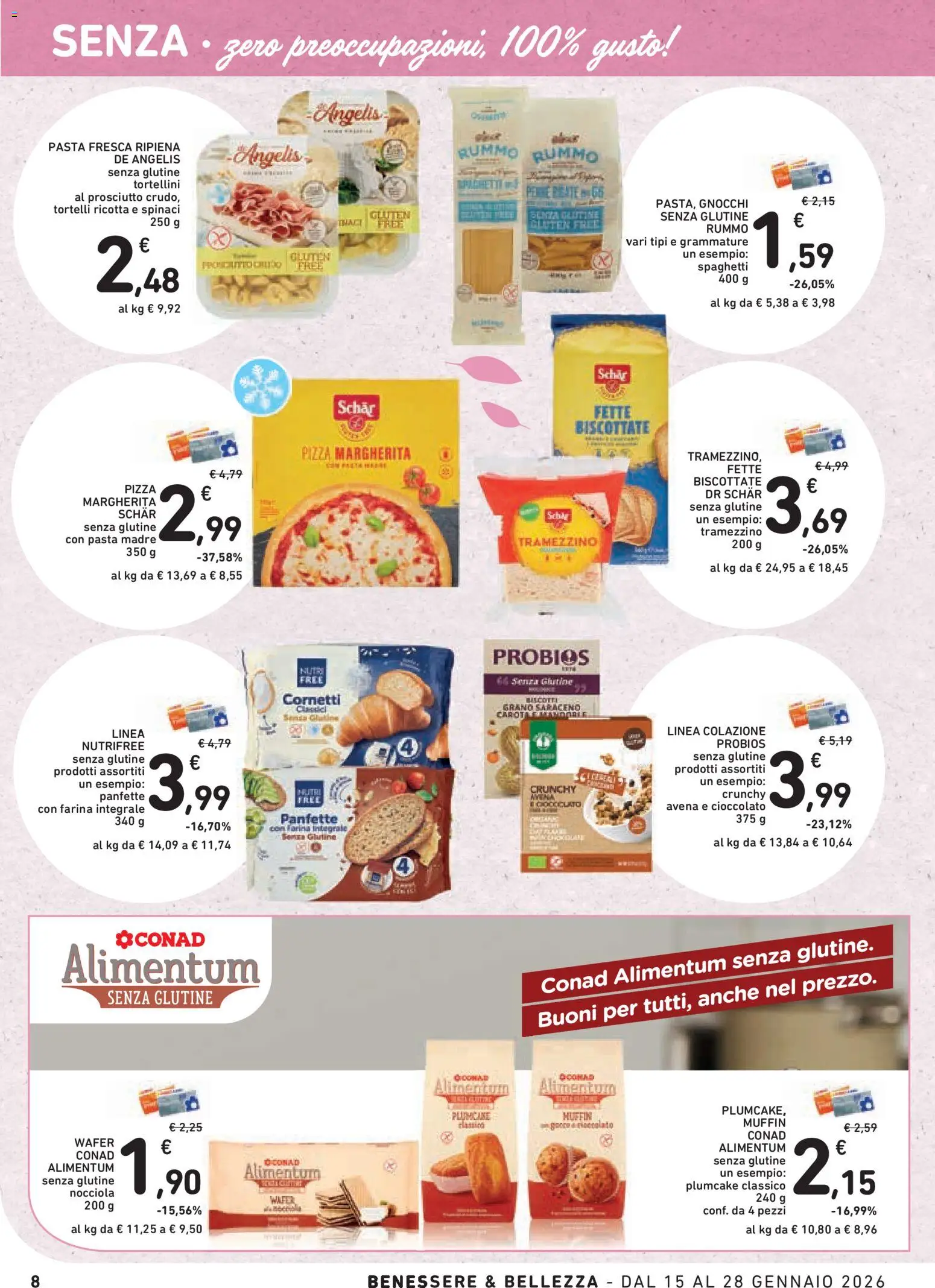 Volantino Conad del 15.01.2026 | Pagina: 8 | Prodotti: Biscotti, Prosciutto, Pasta, Gnocchi