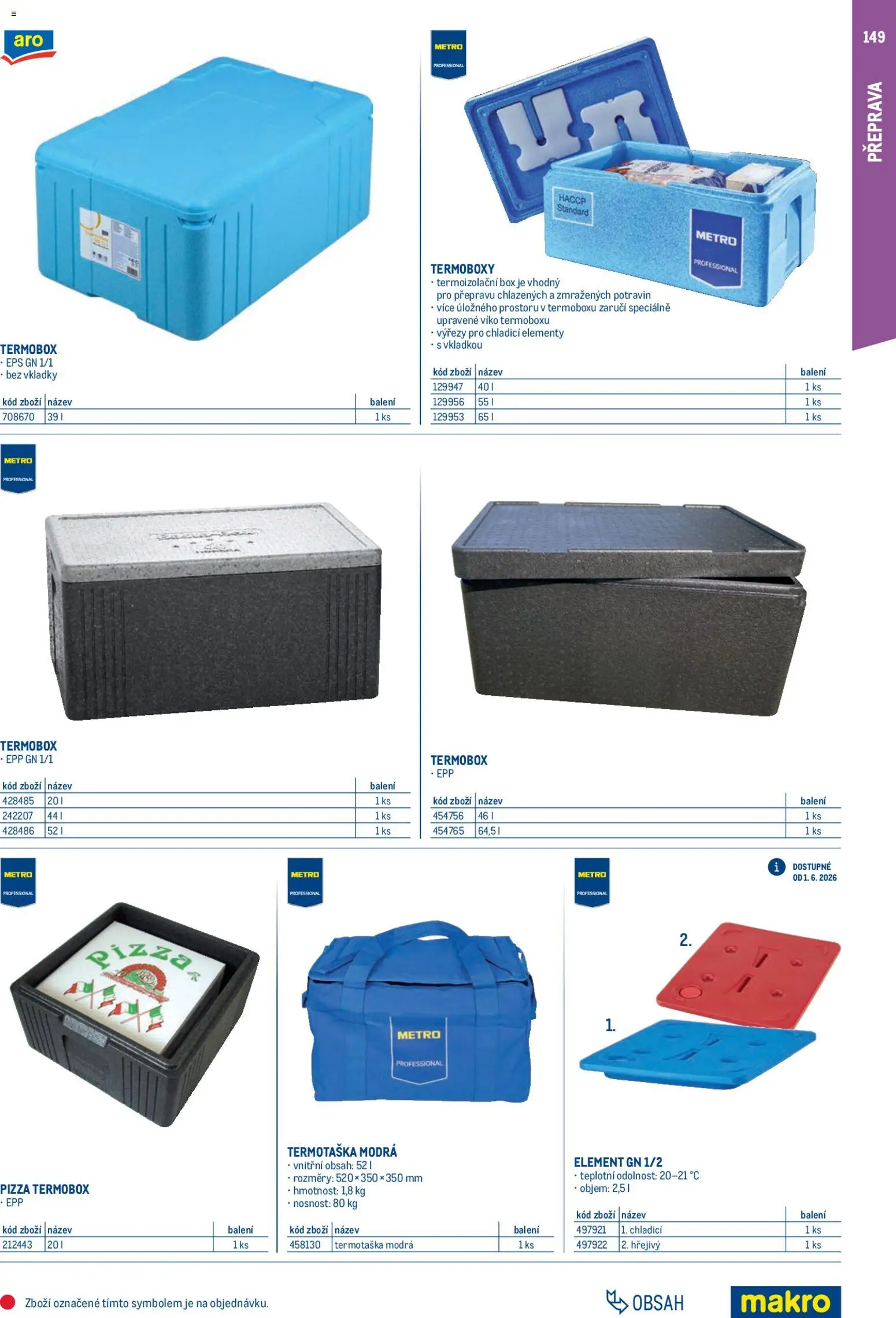 Makro leták - Gastro vybavení a zařízení od 01.02.2026 | Strana: 149 | Produkty: Termobox, Box, Pizza, Termotaška
