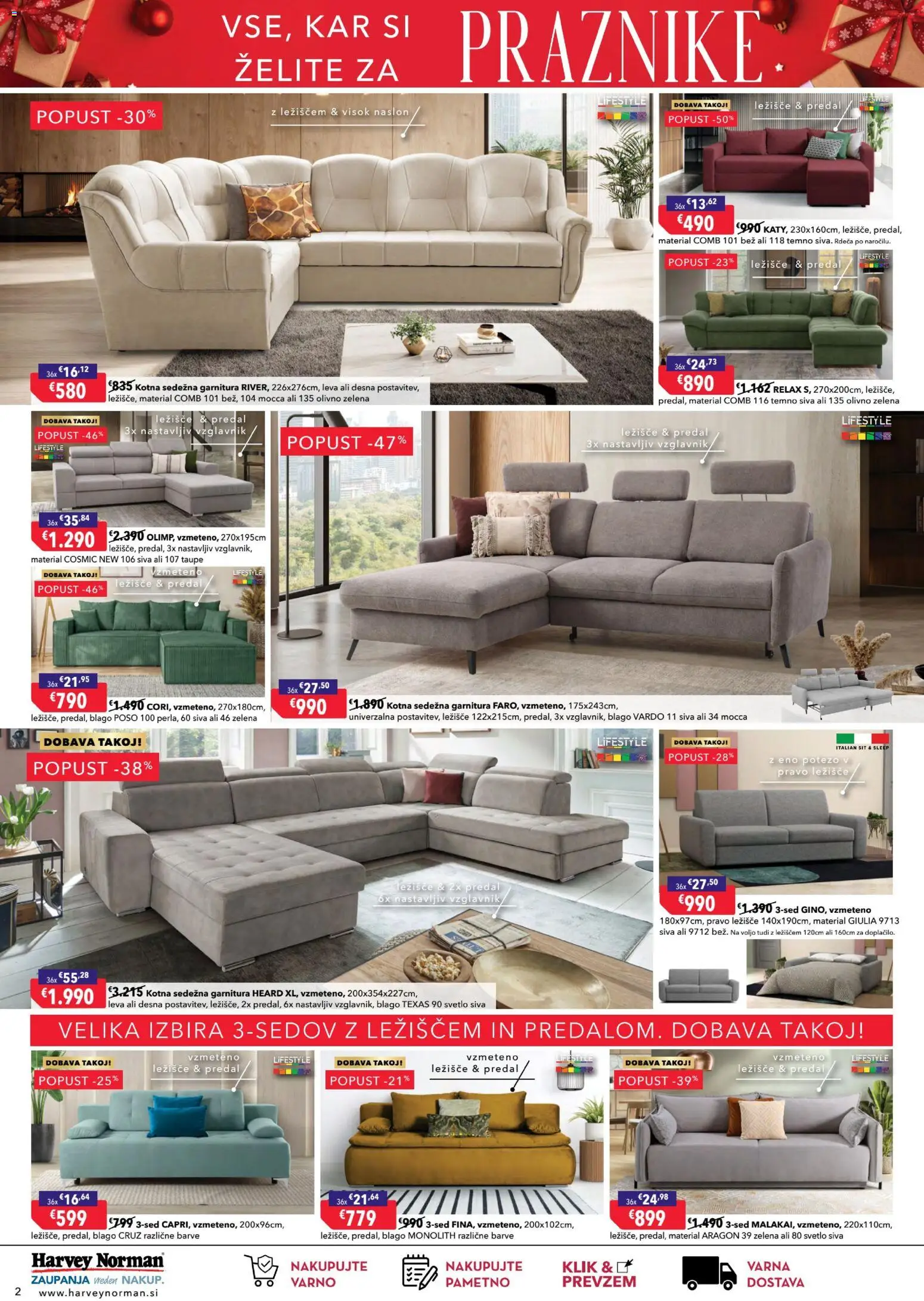 Novi Harvey Norman katalog ponudbe – veljaven od 01.12.2025 | Stran: 2 | Izdelki: Vzglavnik, Ležišče, Sedezna garnitura, Zelena