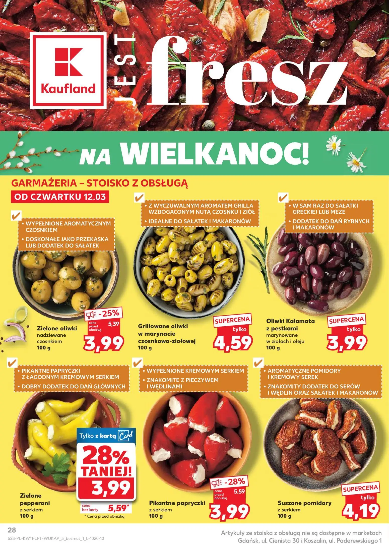 Kaufland gazetka od 12.03.2026 | Strona: 28 | Produkty: Karta, Serek, Suszone pomidory, Pomidory