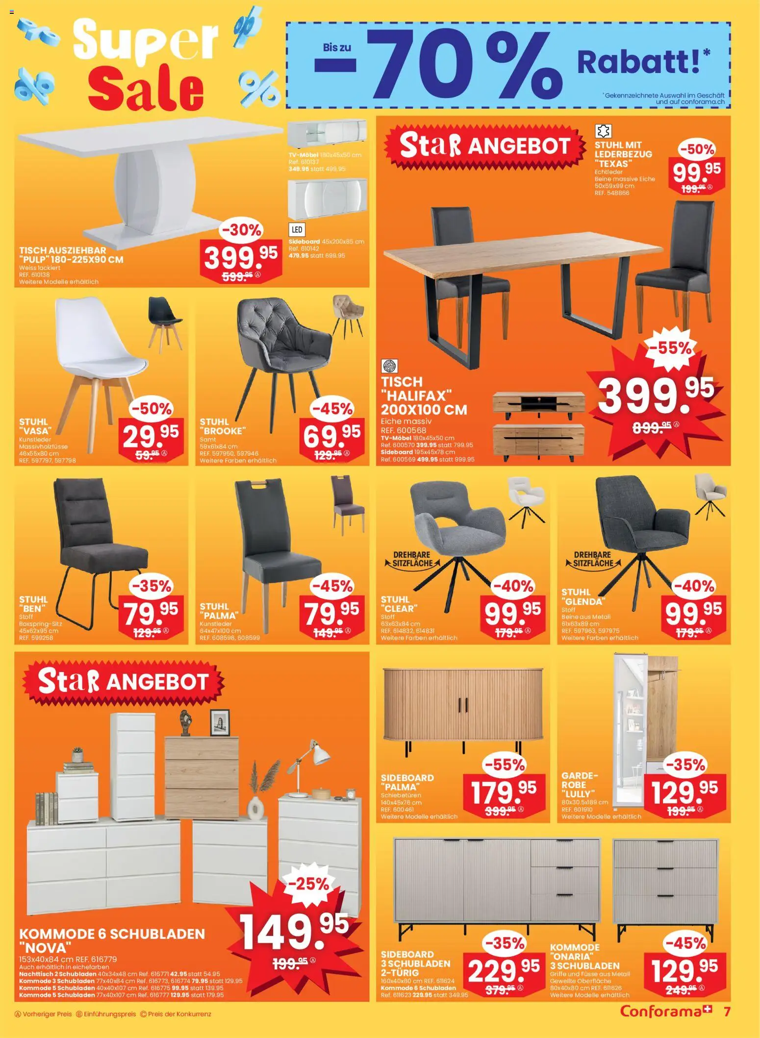 Conforama Aktionen – gültig ab 31.12.2025 | Seite: 7 | Produkte: Tisch, Nachttisch, Stuhl, Sideboard