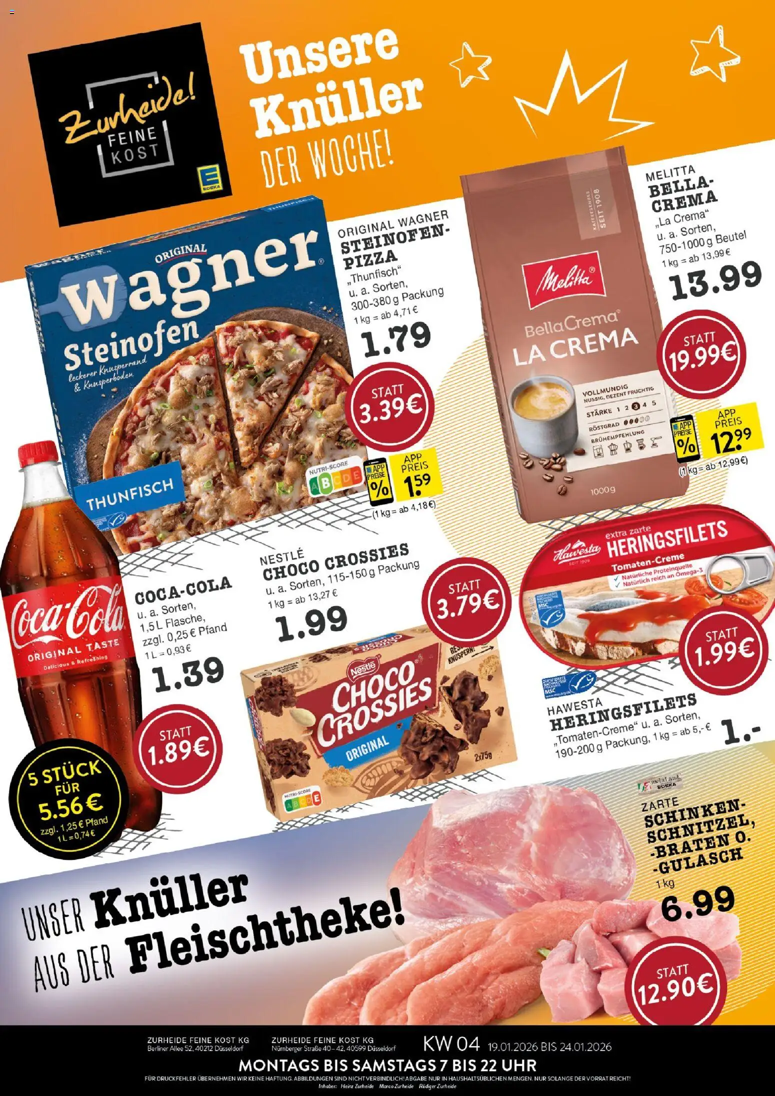 Edeka Zurheide Prospekt 	 – gültig ab 19.01.2026 | Seite: 1 | Produkte: Berliner, Melitta, Thunfisch, Schinken