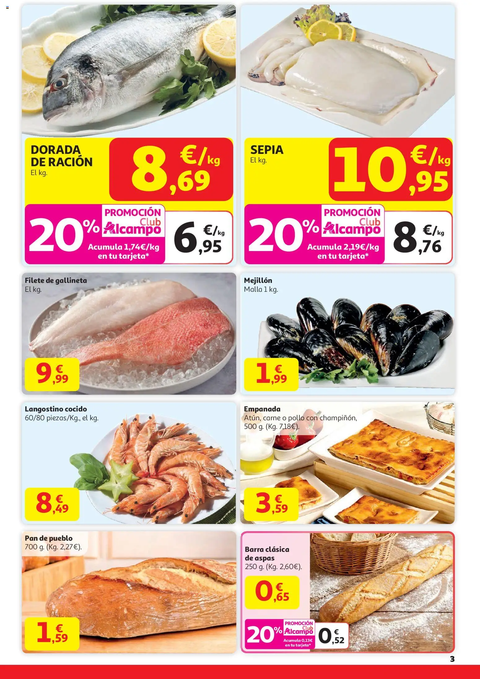 Alcampo - HP Catalan  │ válido desde el 29.12.2025 | Página: 3 | Productos: Pan, Pan de pueblo, Filete, Langostino