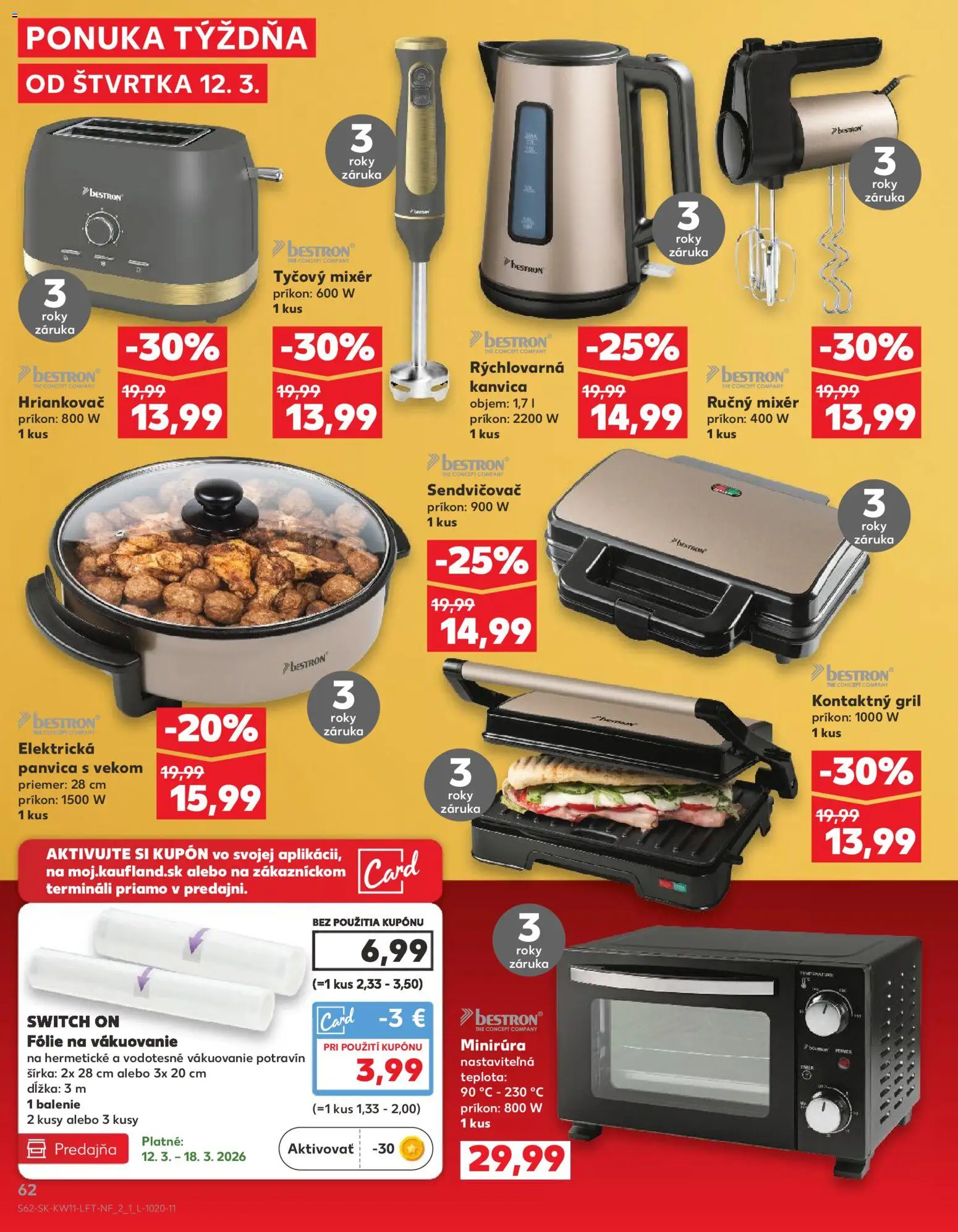 Kaufland SK akciós ujság - amely érvényes a következő dátumtól: 12.03.2026 | Oldal: 62 | Termékek: Tévé