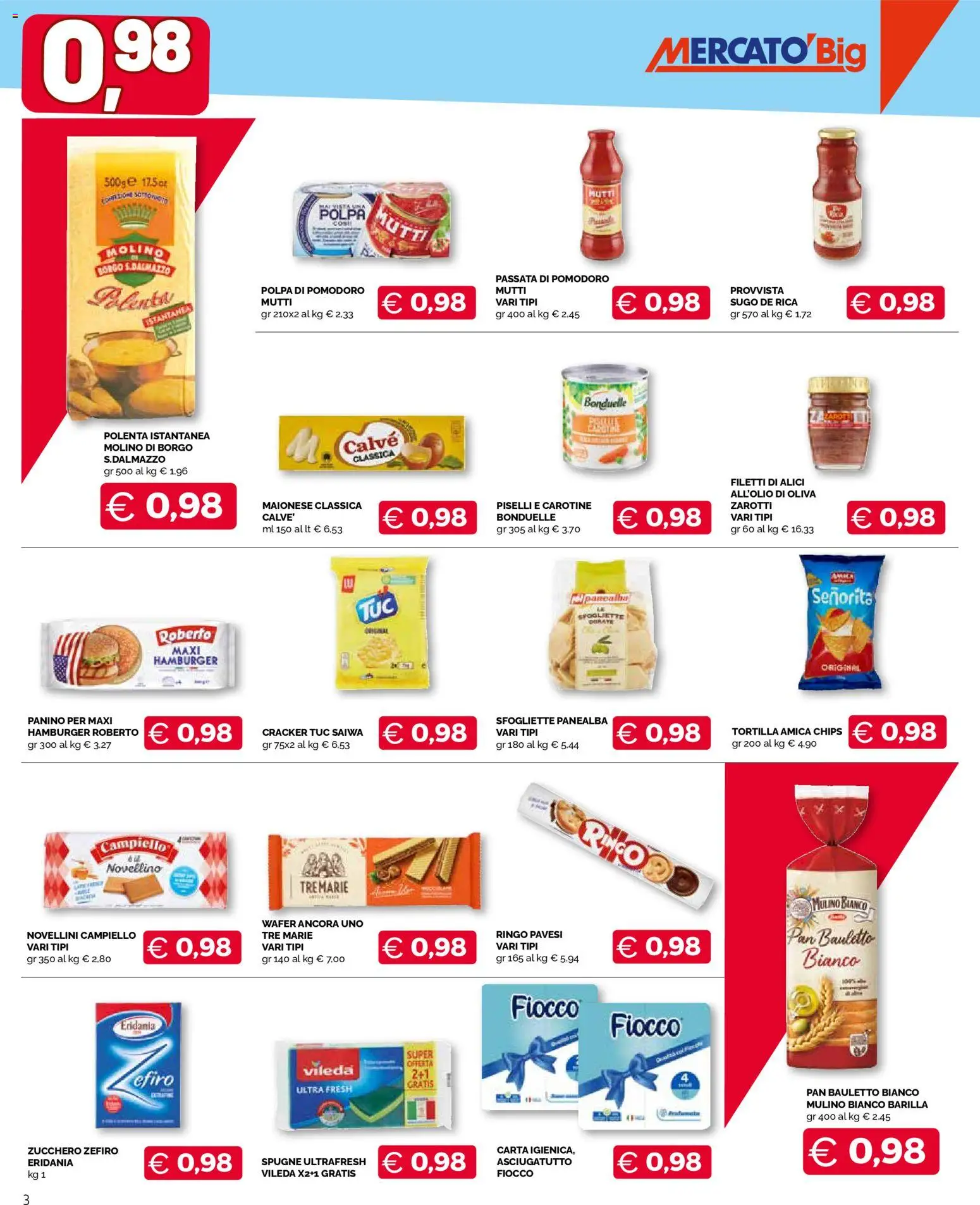 Volantino Mercatò del 16.02.2026 | Pagina: 3 | Prodotti: Maionese, Piselli, Sugo, Hamburger