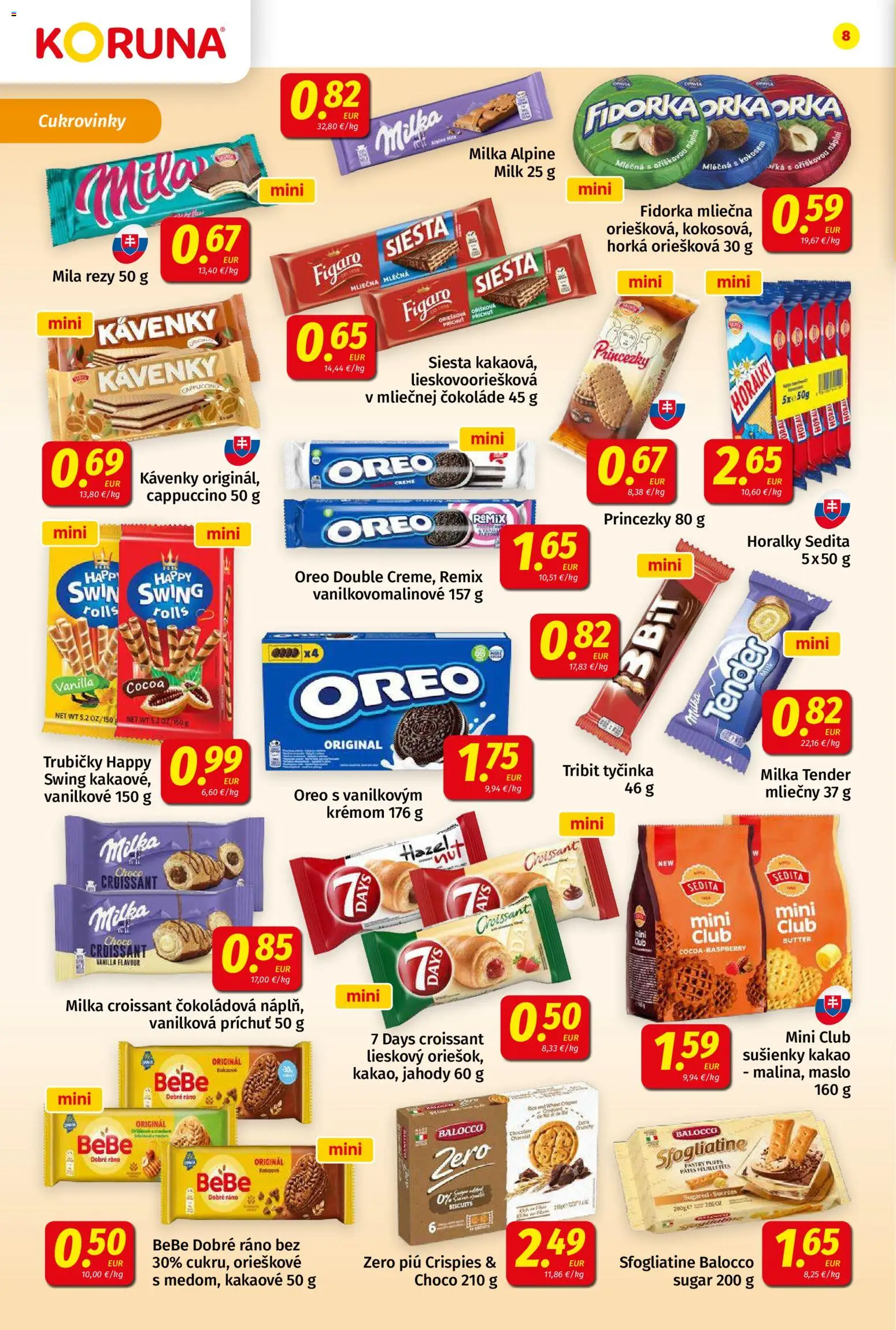 Nové Koruna akcie – leták je platný od 09.01.2026 | Strana: 8 | Produkty: Maslo, Croissant, Mila, Milka