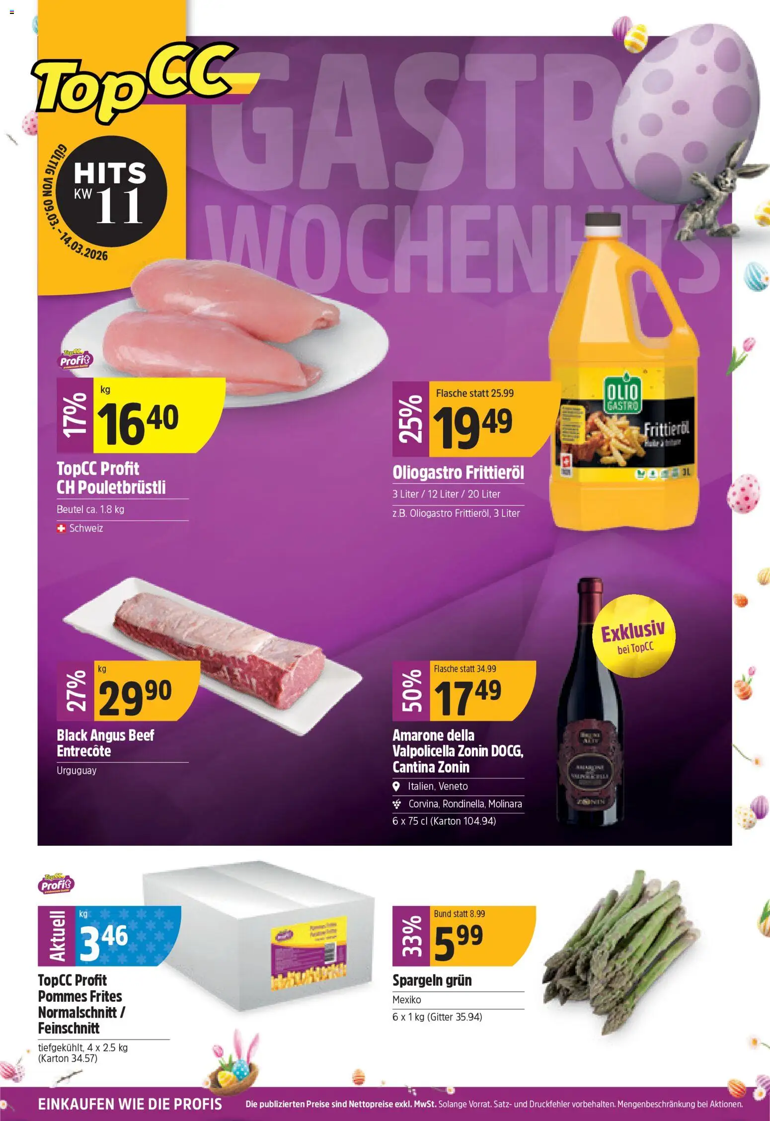 TopCC aktionen – gültig ab 09.03.2026 | Seite: 1 | Produkte: Gitter, Pommes Frites