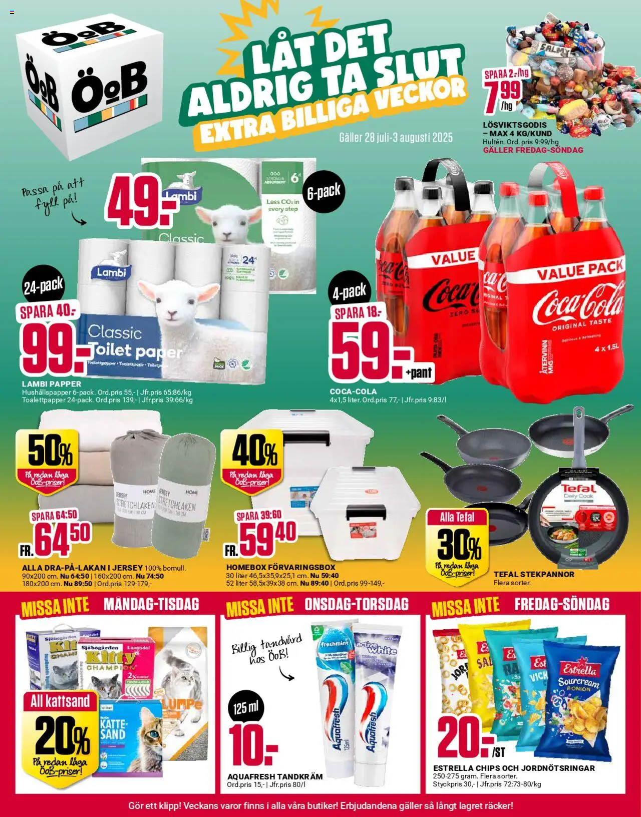 ÖoB reklamblad aktuell från 28.07.2025 | Sida: 1 | Produkter: Lavendel, Tandkräm, Toalettpapper, Papper
