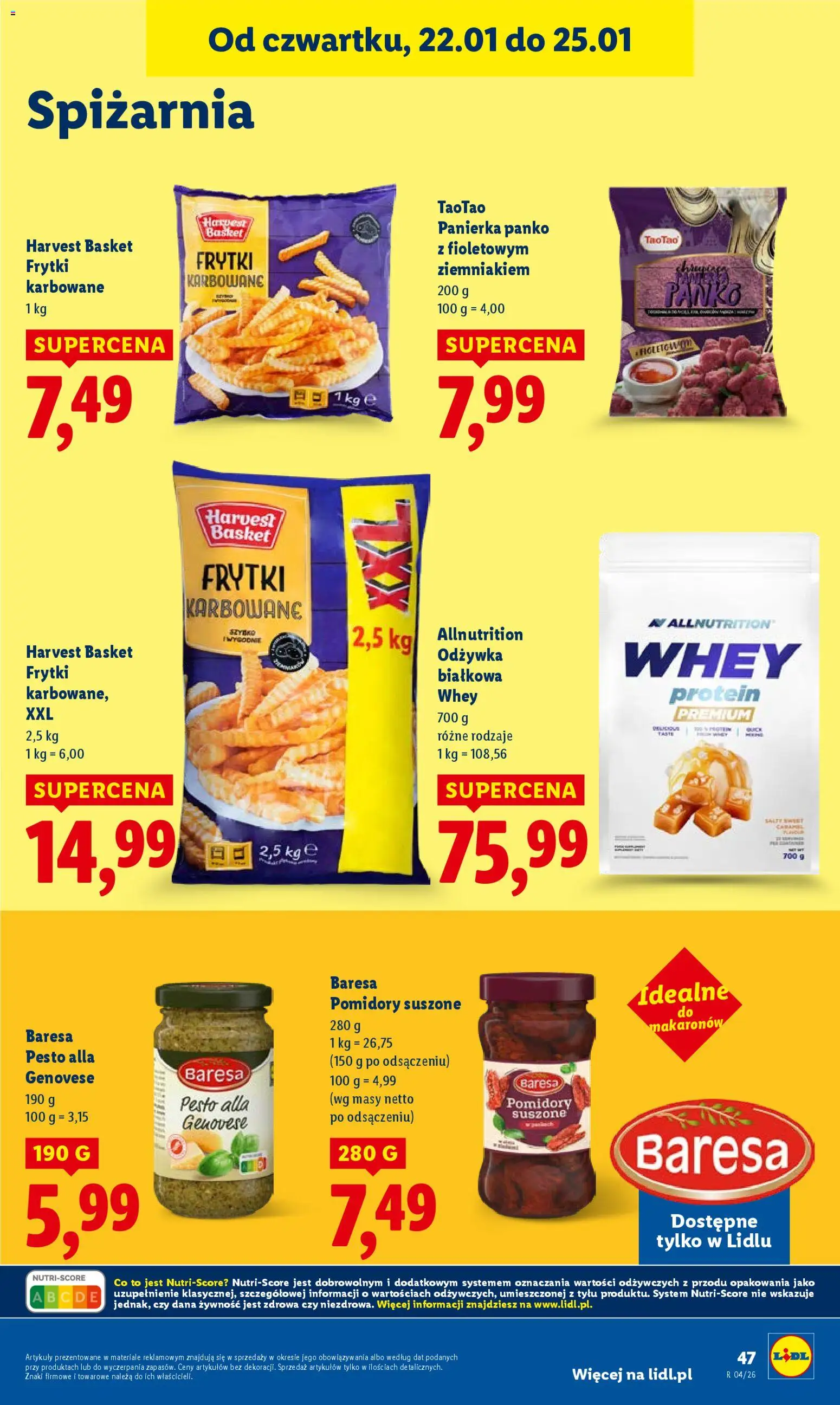 Lidl Gazetka od 22.01.2026 | Strona: 47 | Produkty: Pesto, Suszone pomidory, Frytki karbowane, Frytki