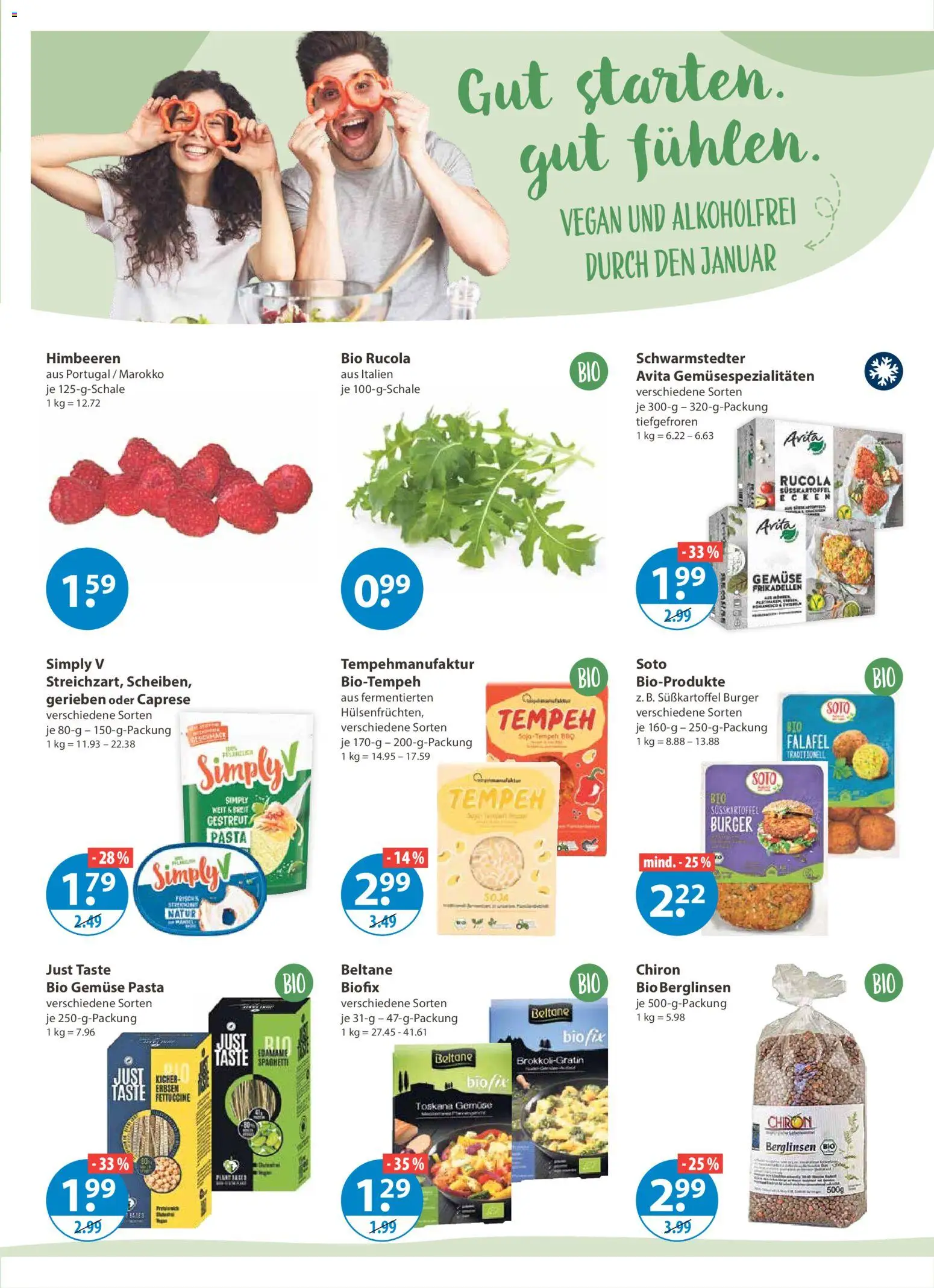 V-Markt - Hallertau / Oberpfalz – gültig ab 08.01.2026 | Seite: 14 | Produkte: Himbeeren, Burger, Gemüse, Pasta