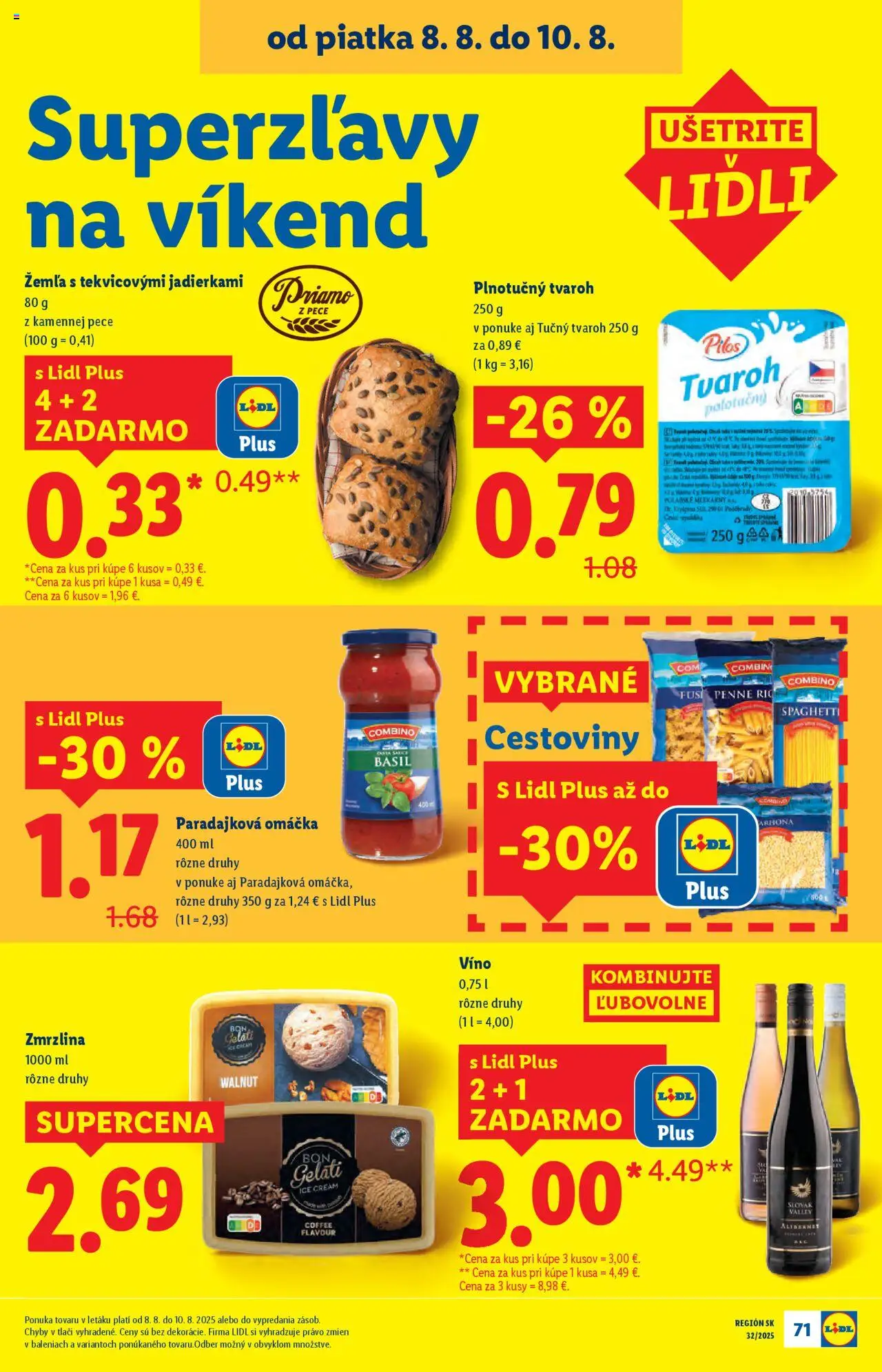 Lidl leták │ platný od 04.08.2025 | Strana: 95 | Produkty: Penne, Víno, Zmrzlina, Omáčka