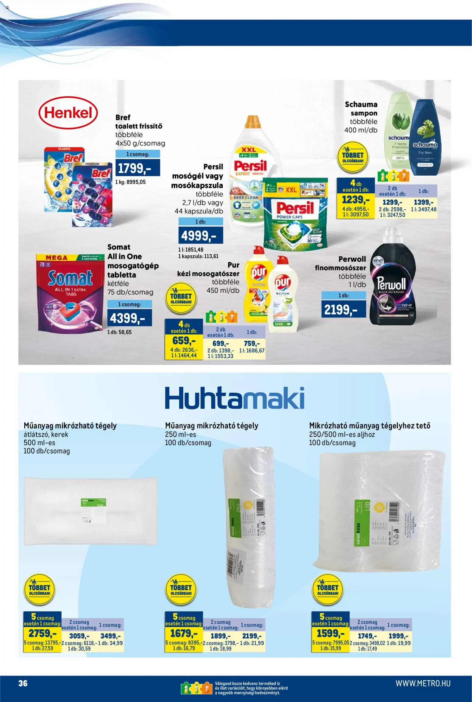 Metro akciós ujság - amely érvényes a következő dátumtól: 16.03.2026 | Oldal: 36 | Termékek: Persil, Mosógél, Sampon, Mosogatógép tabletta