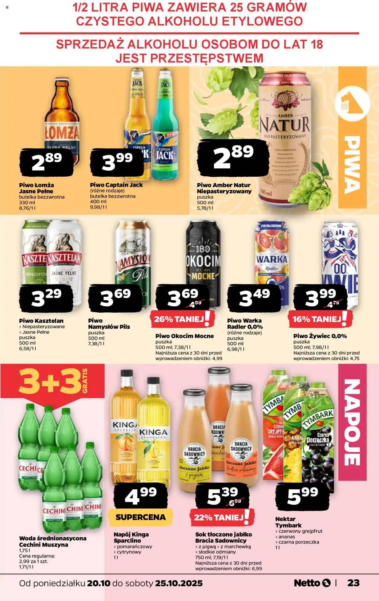 Netto gazetka - Spożywcza od 20.10.2025 | Strona: 23 | Produkty: Porzeczka, Warka, Sok, Marchewka