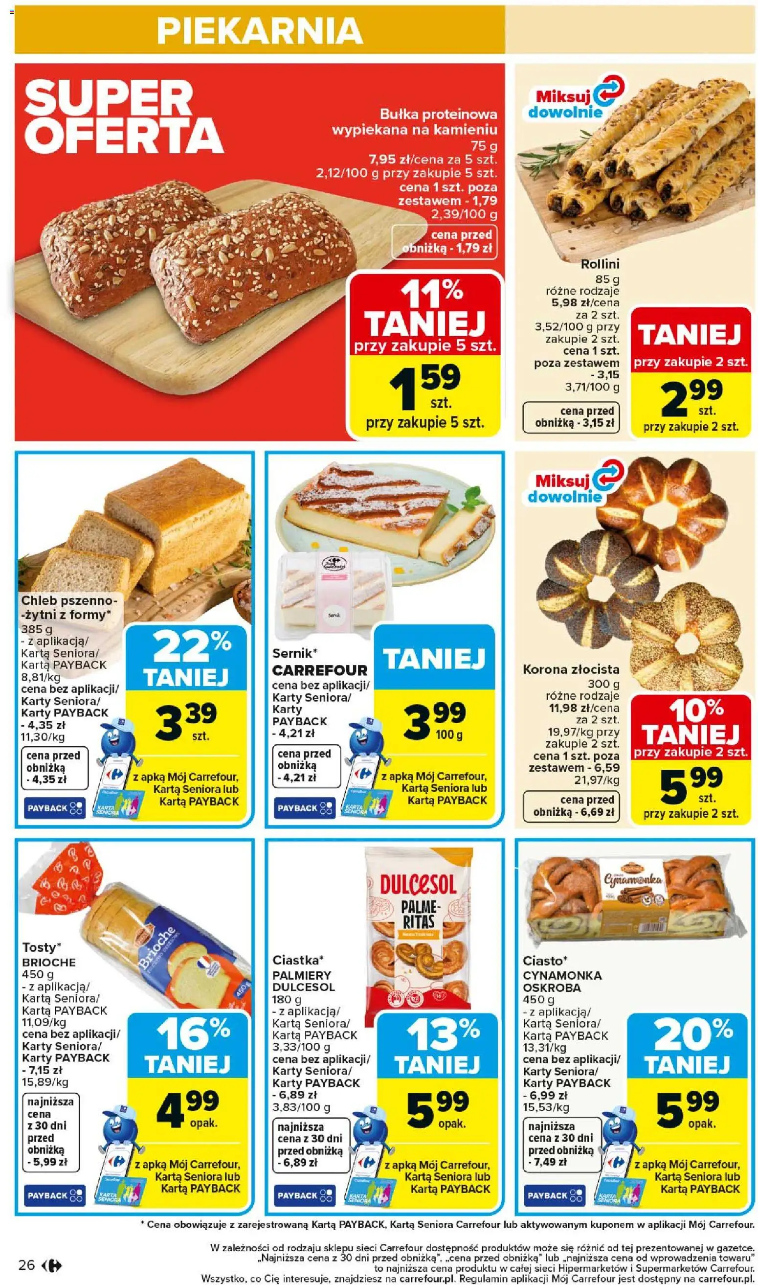 Carrefour Gazetka od 26.01.2026 | Strona: 28 | Produkty: Karta, Piekarnia, Bułka, Chleb