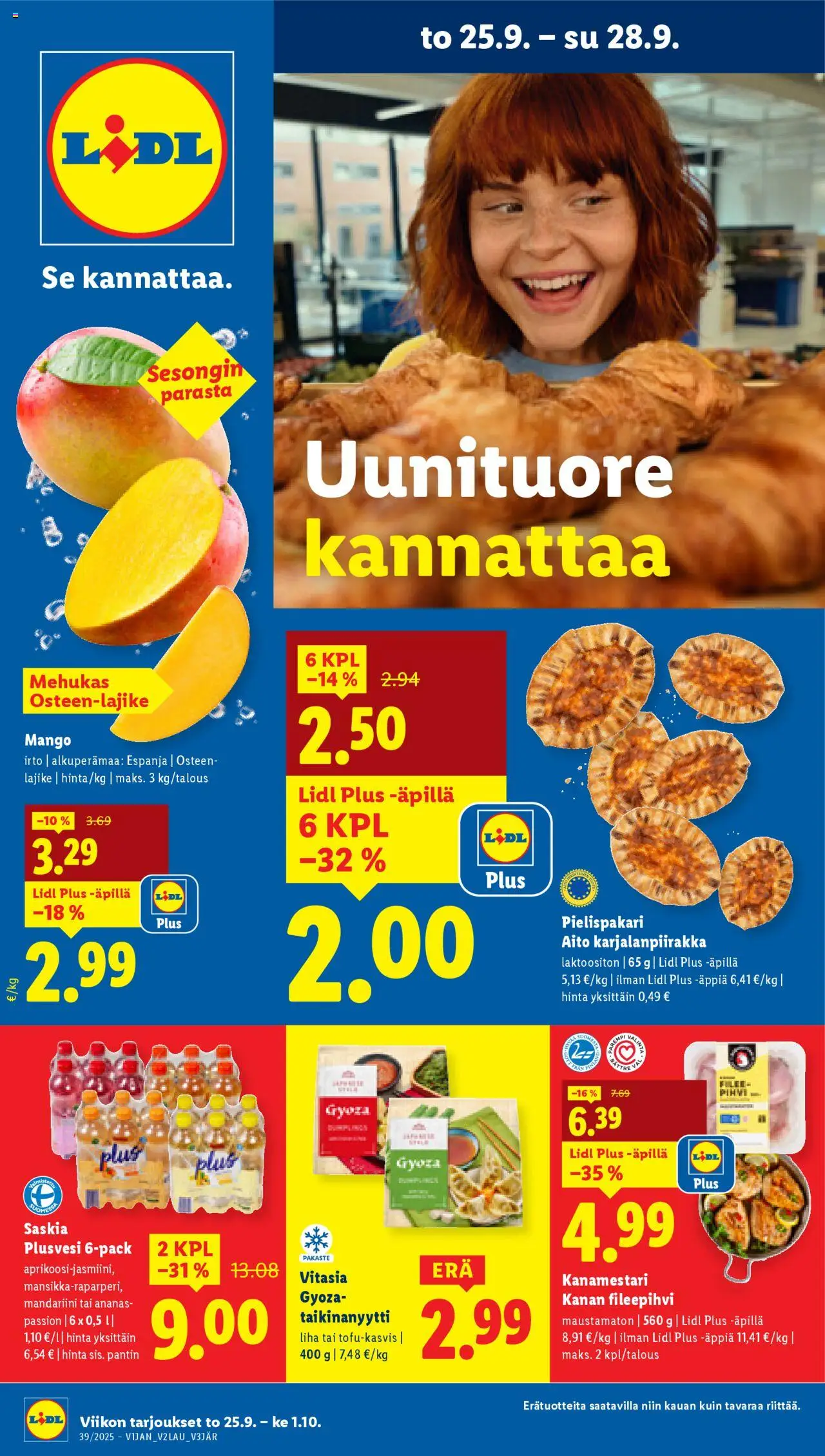 Lidl tarjoukset – voimassa 25.09.2025 alkaen | Sivu: 1 | Tuotteet: Mango, Ananas