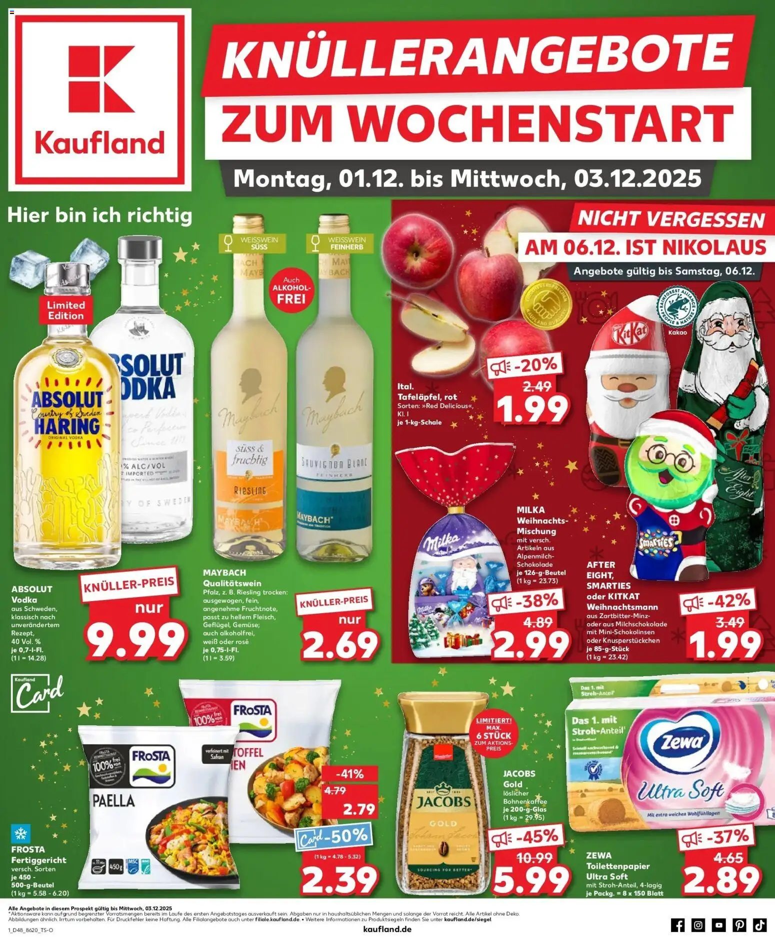 Kaufland prospekt Düsseldorf	 – gültig ab 30.11.2025 | Seite: 1 | Produkte: Zewa, Milka, Frosta, Toilettenpapier