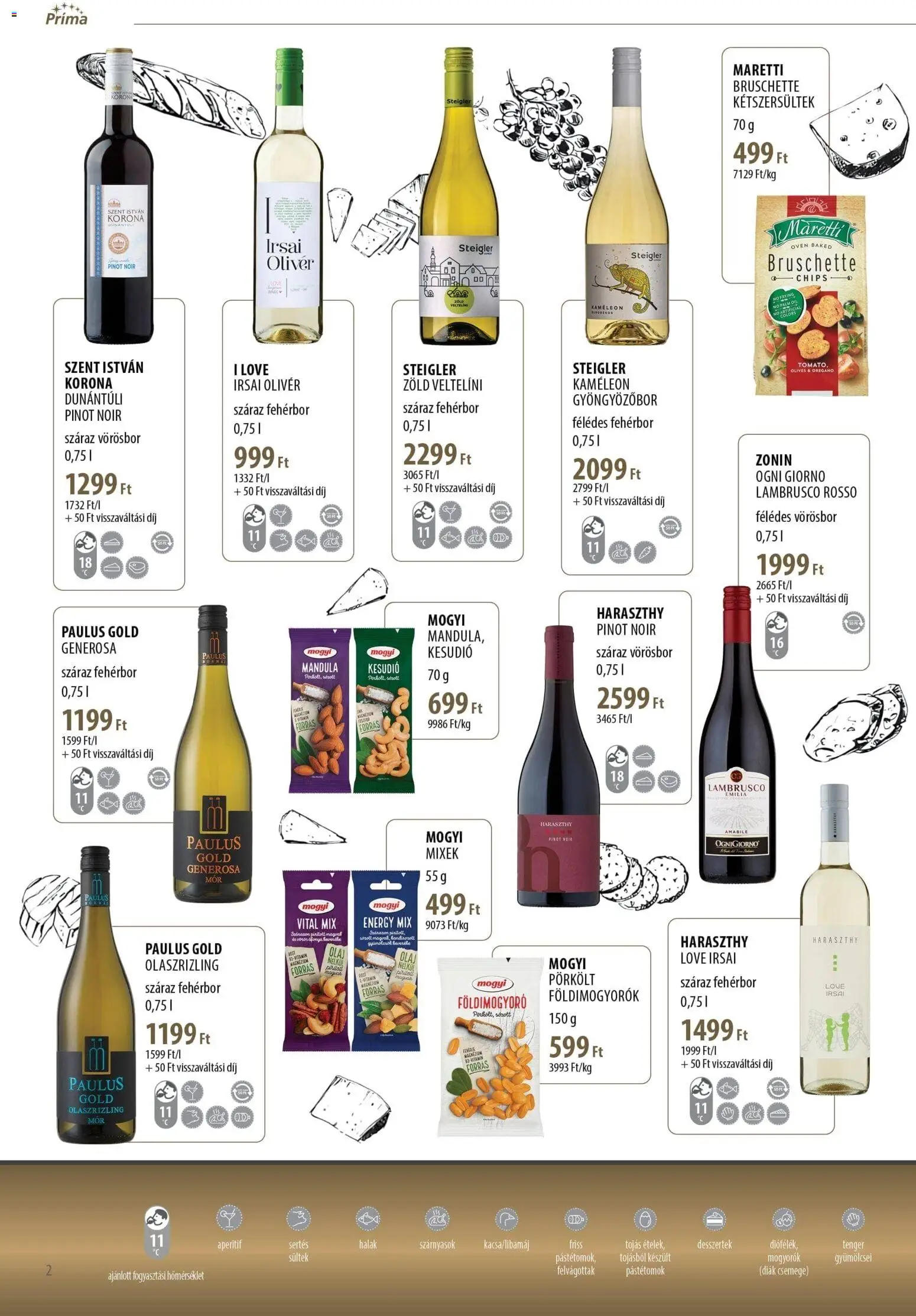 CBA Príma akciós ujság - amely érvényes a következő dátumtól: 11.11.2025 | Oldal: 2 | Termékek: Halak, Chips, Oregánó, Vörösbor