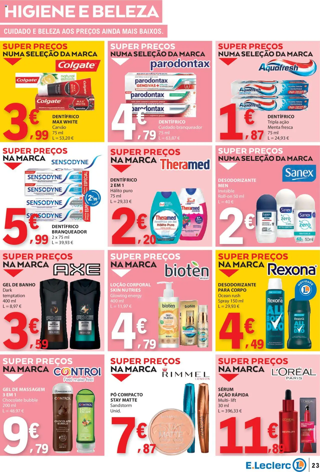 E.Leclerc - Folheto Semanal │ válido de 26.06.2025 | Página: 23 | Produtos: Gel de banho, Desodorizante, Banho, Chocolate
