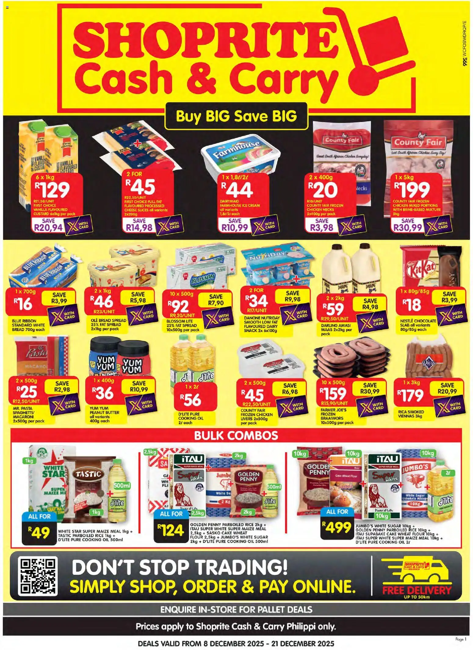 New Shoprite catalogue – valid from 08.12.2025 | Page: 1 | Products: Cake, Butter, Bread, Ice cream