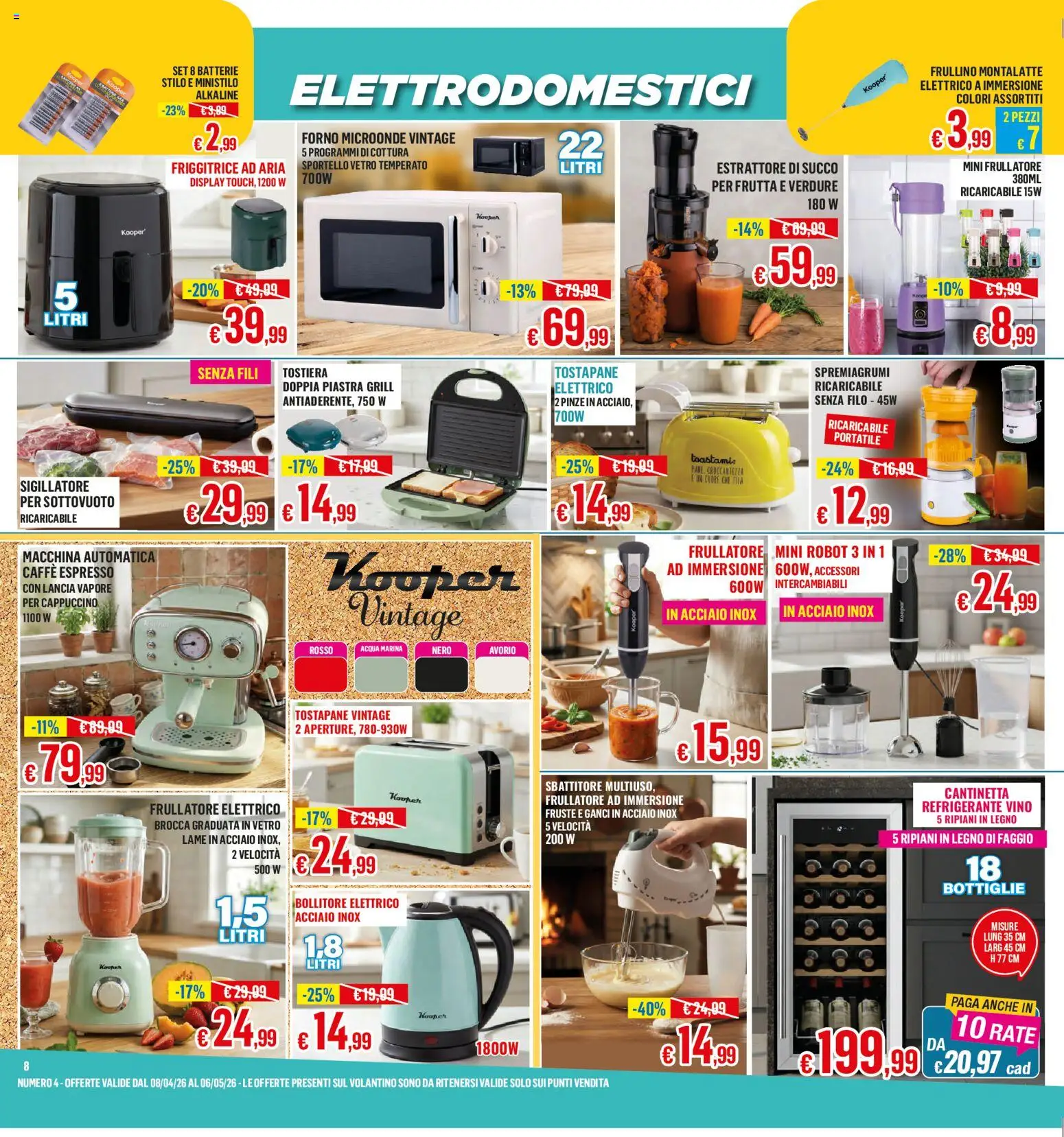 Volantino Satur del 08.04.2026 | Pagina: 8 | Prodotti: Microonde, Succo, Vino, Bollitore