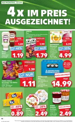 funny-frisch Kessel Chips, Chips – gültig ab 18.09.2025 | Seite: 42 | Produkte: Merci, Paprika, Knoblauch, Bonne maman