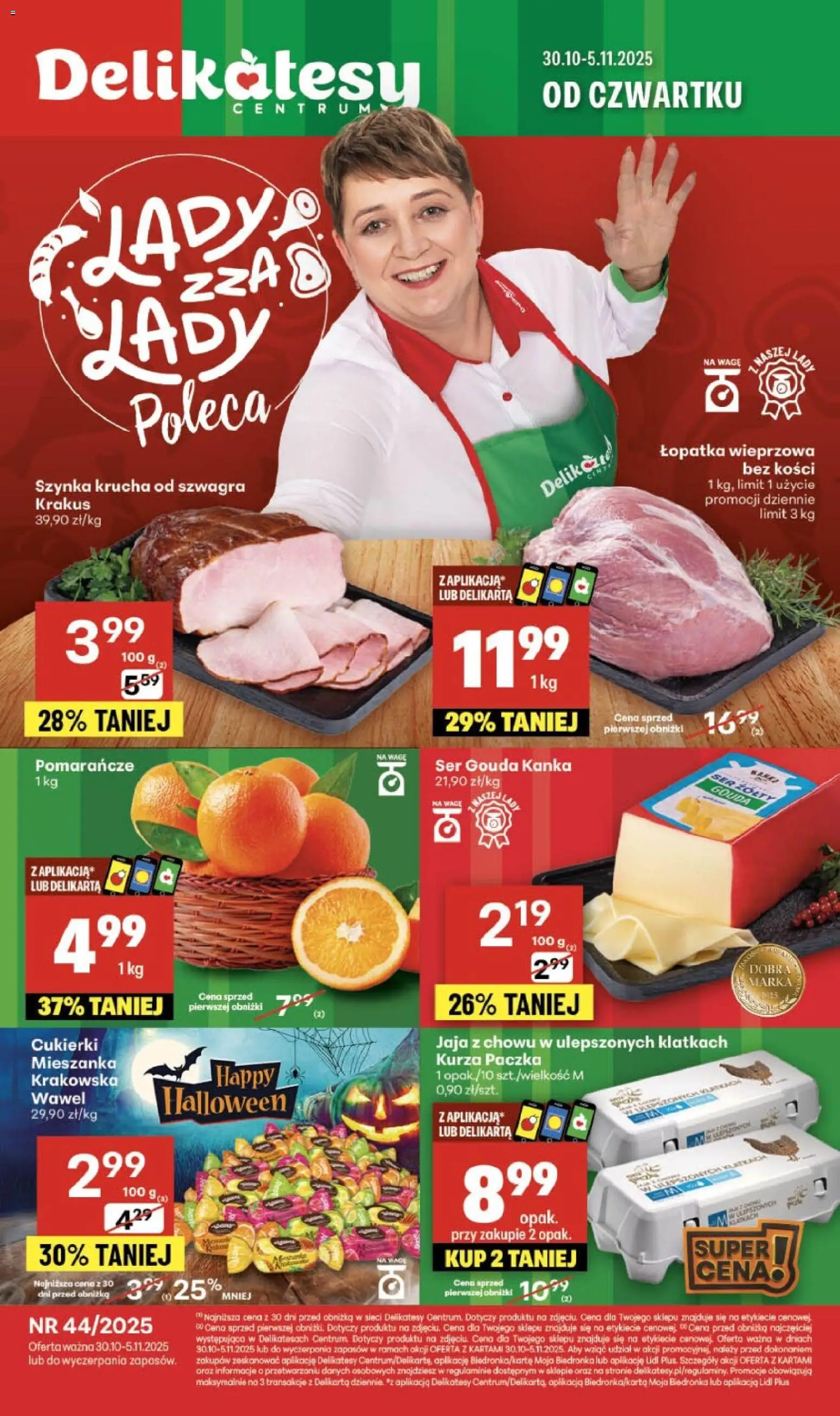 Delikatesy Centrum Gazetka od 30.10.2025 | Strona: 1 | Produkty: Łopatka wieprzowa, Ser, Jaja, Ser gouda