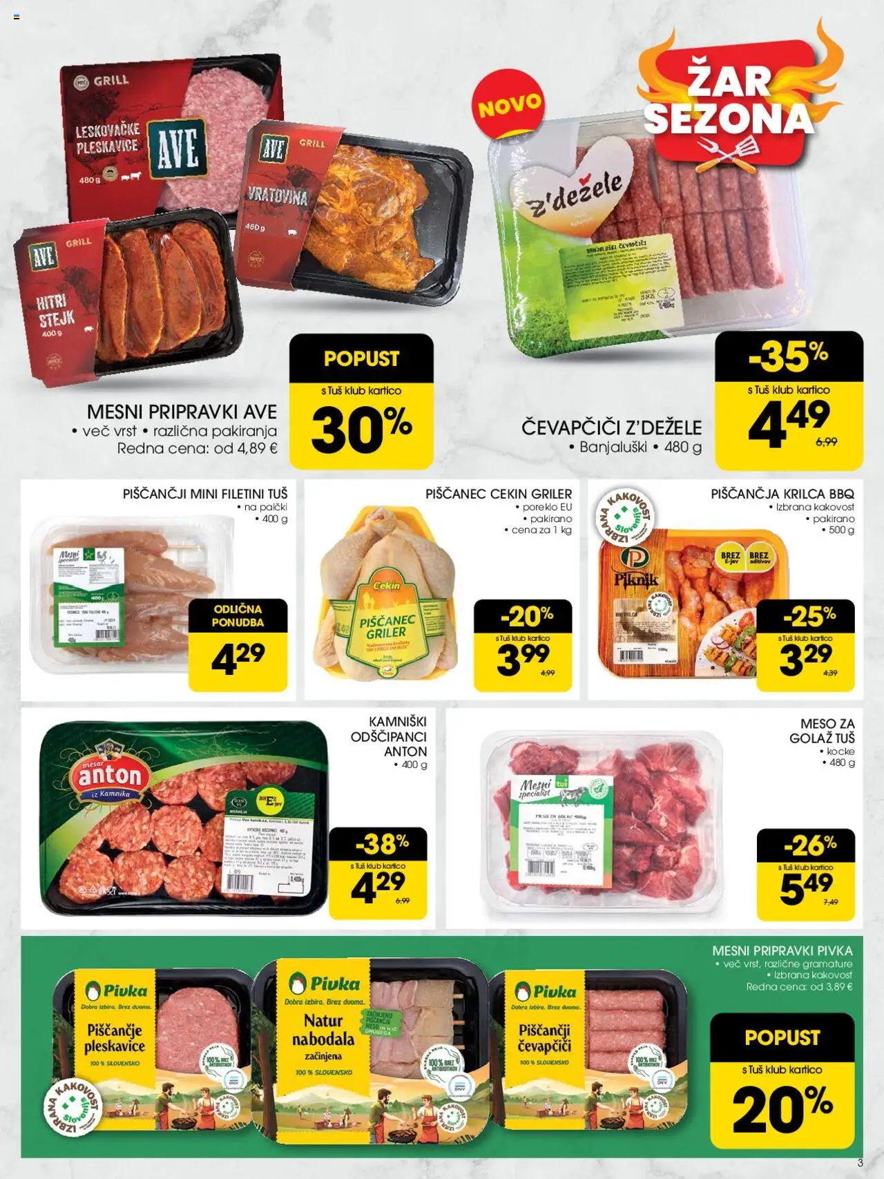 Tuš katalog │ velja od 18.06.2025 | Stran: 3 | Izdelki: Čevapčiči, Pleskavice, Piscancje meso, Grill