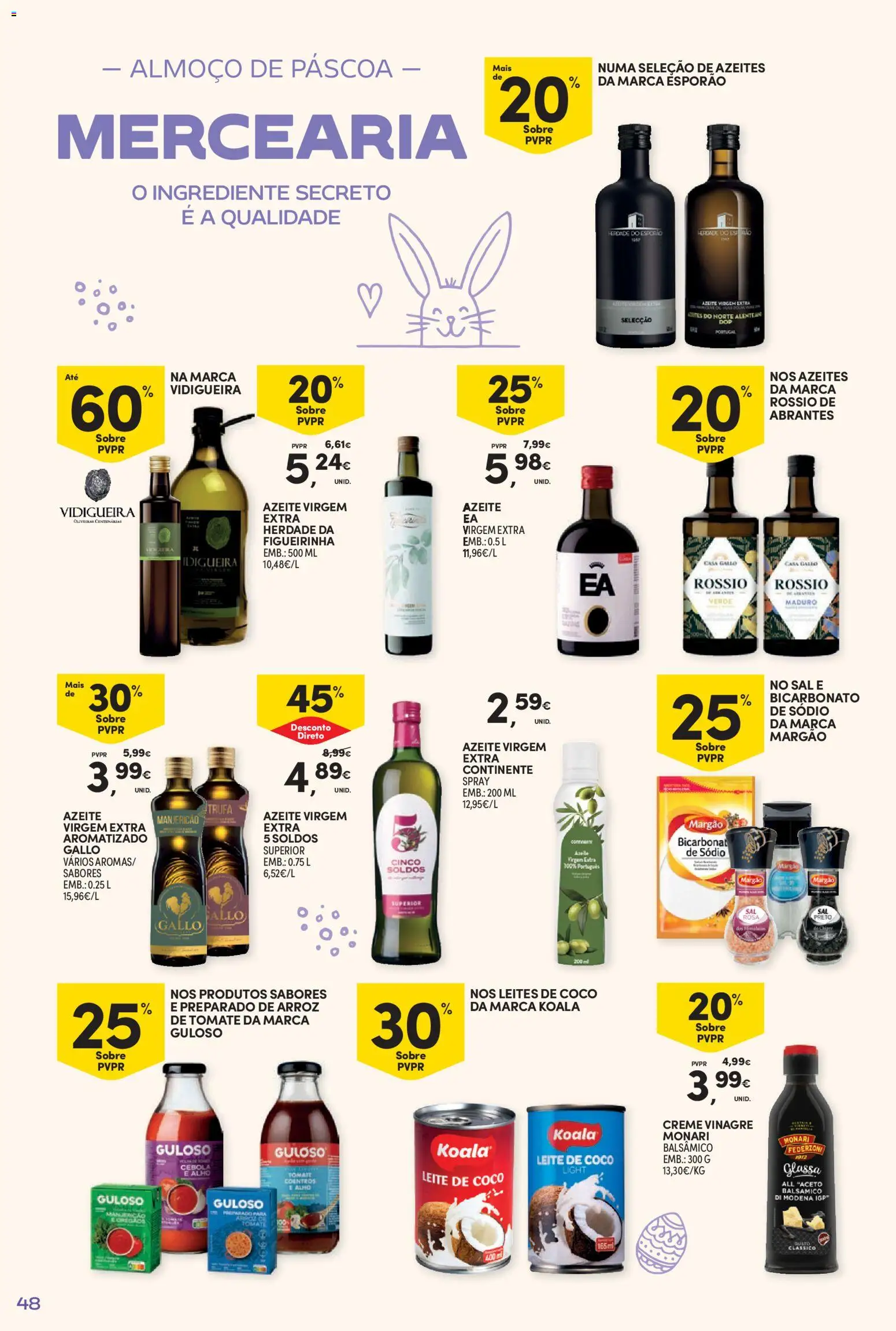 Continente - Nesta Páscoa, alimente a tradição │ válido de 17.03.2026 | Página: 48 | Produtos: Bicarbonato de sódio, Sal, Arroz, Creme
