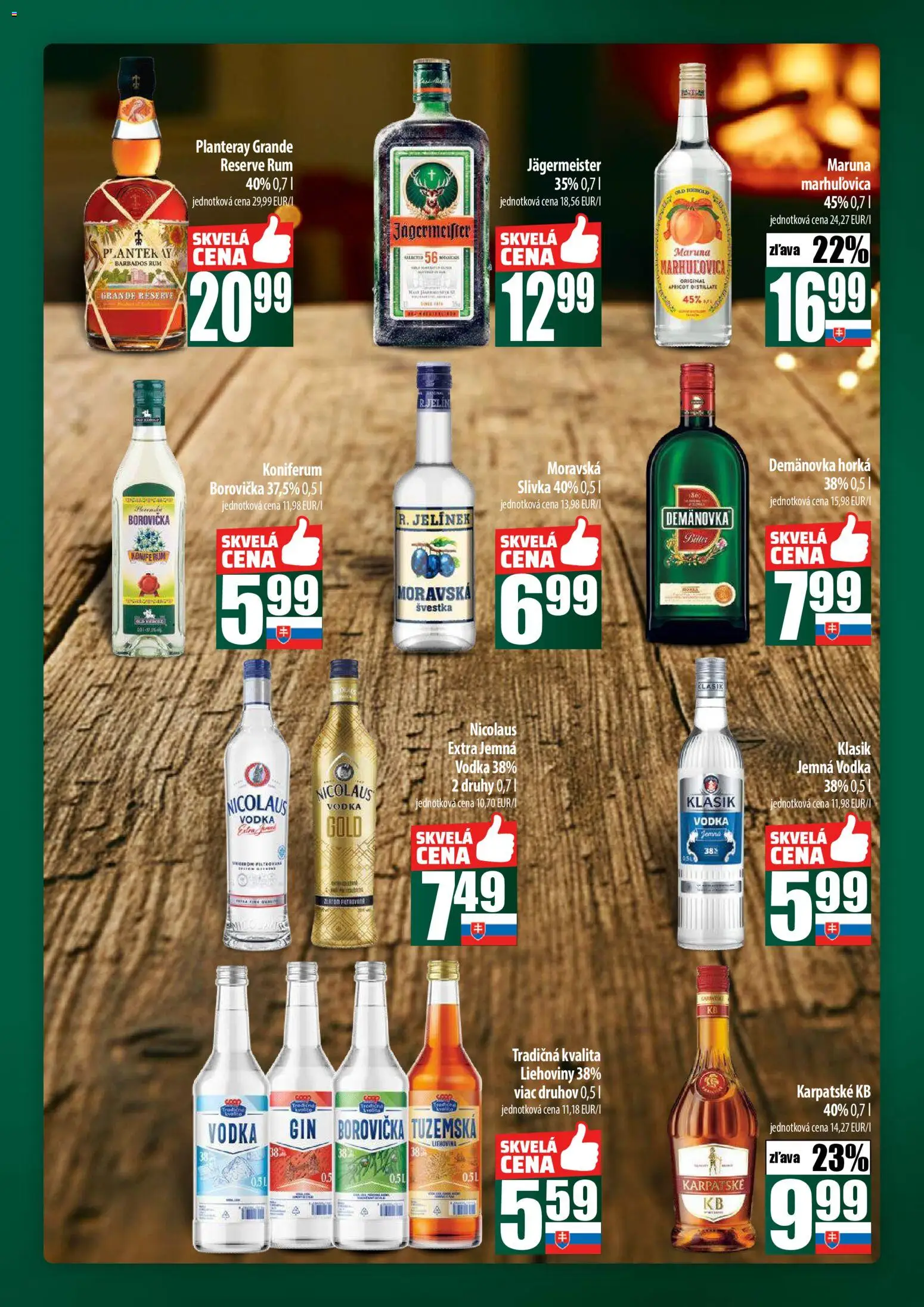 Nové COOP Jednota akcie – leták je platný od 27.11.2025 | Strana: 57 | Produkty: Jägermeister, Koniferum, Vodka, Rum