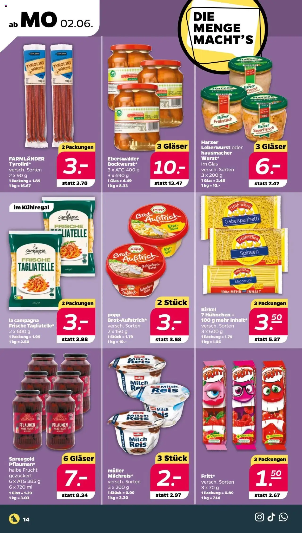 Netto Prospekt 	 - gültig ab dem 02.06.2025 | Seite: 14 | Produkte: Pflaumen, Milch, Schinken, Reis