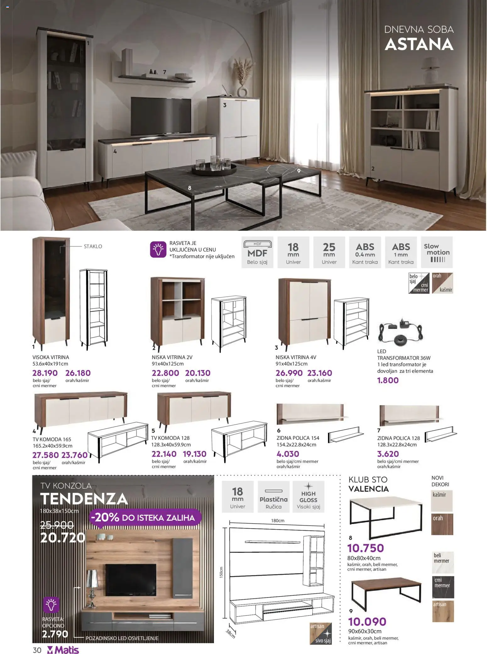 Matis katalog - važi od 01.01.2026 | Strana: 30 | Proizvode: Komoda, Tv komoda, Polica, Sto