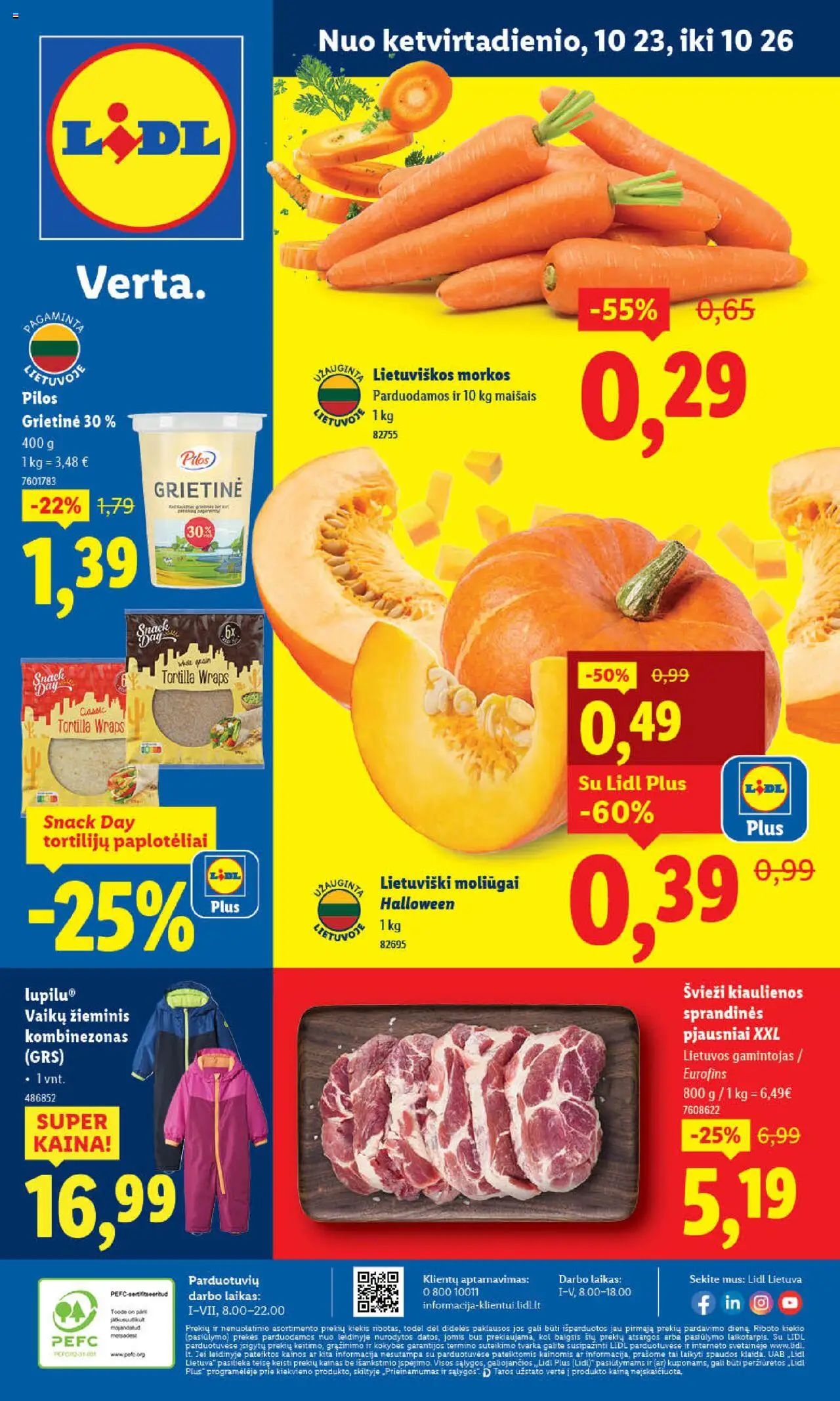 LIDL akcijos nuo 20.10.2025 | Puslapis: 54 | Prekių: Kombinezonas, Kiaulienos, Grietinė, Morkos