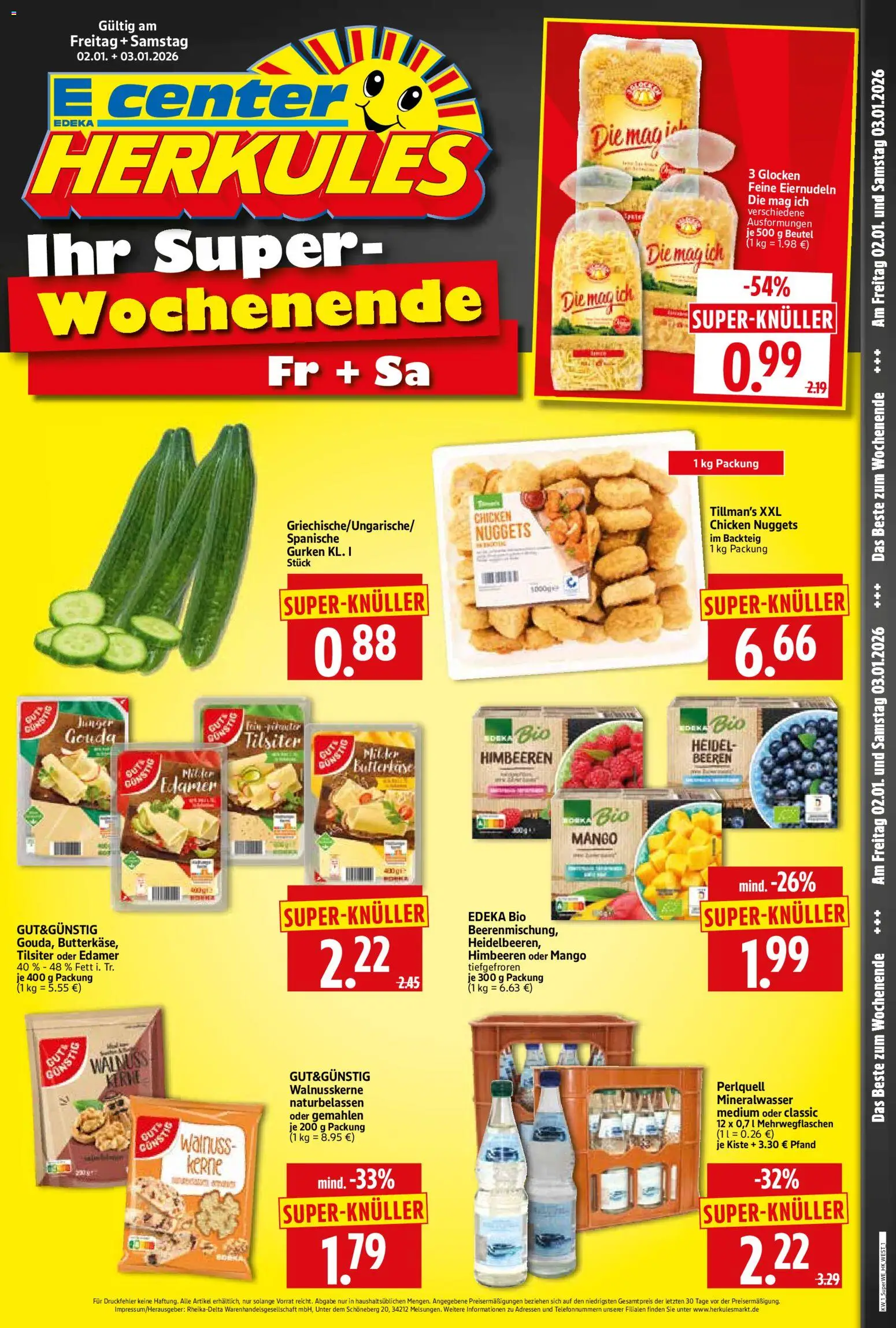 HERKULES - Sonderbeilage – gültig ab 02.01.2026 | Seite: 1 | Produkte: Himbeeren, Gouda, Edamer, Gurken