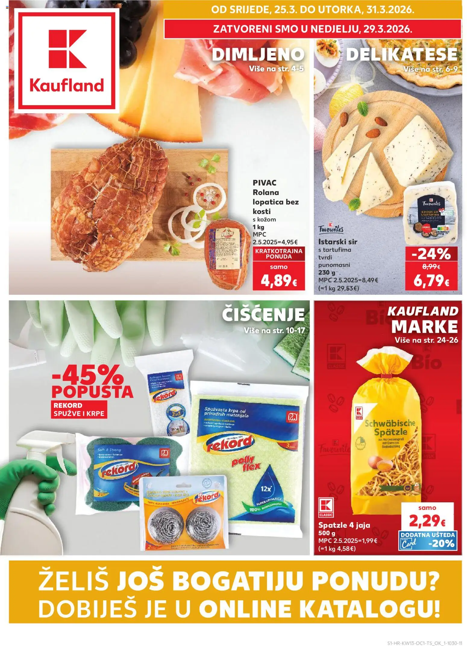Kaufland katalog | vrijedi od 25.03.2026 | Stranica: 1 | Proizvodi: Sir, Jaja, Krpa, Lopatica