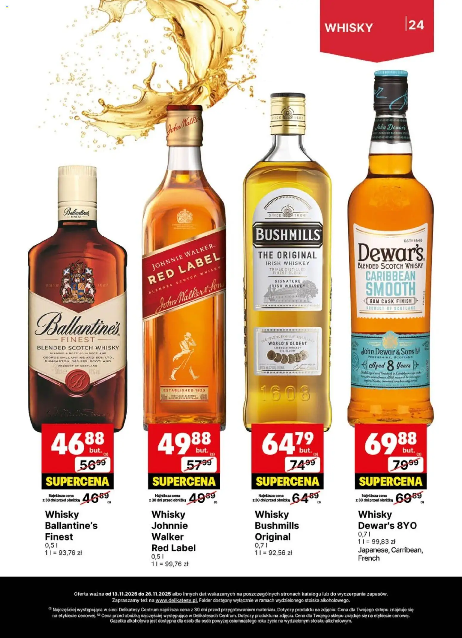 Delikatesy Centrum Gazetka - DeliBarek od 13.11.2025 | Strona: 24 | Produkty: Red label, Rum, Finish, Whisky