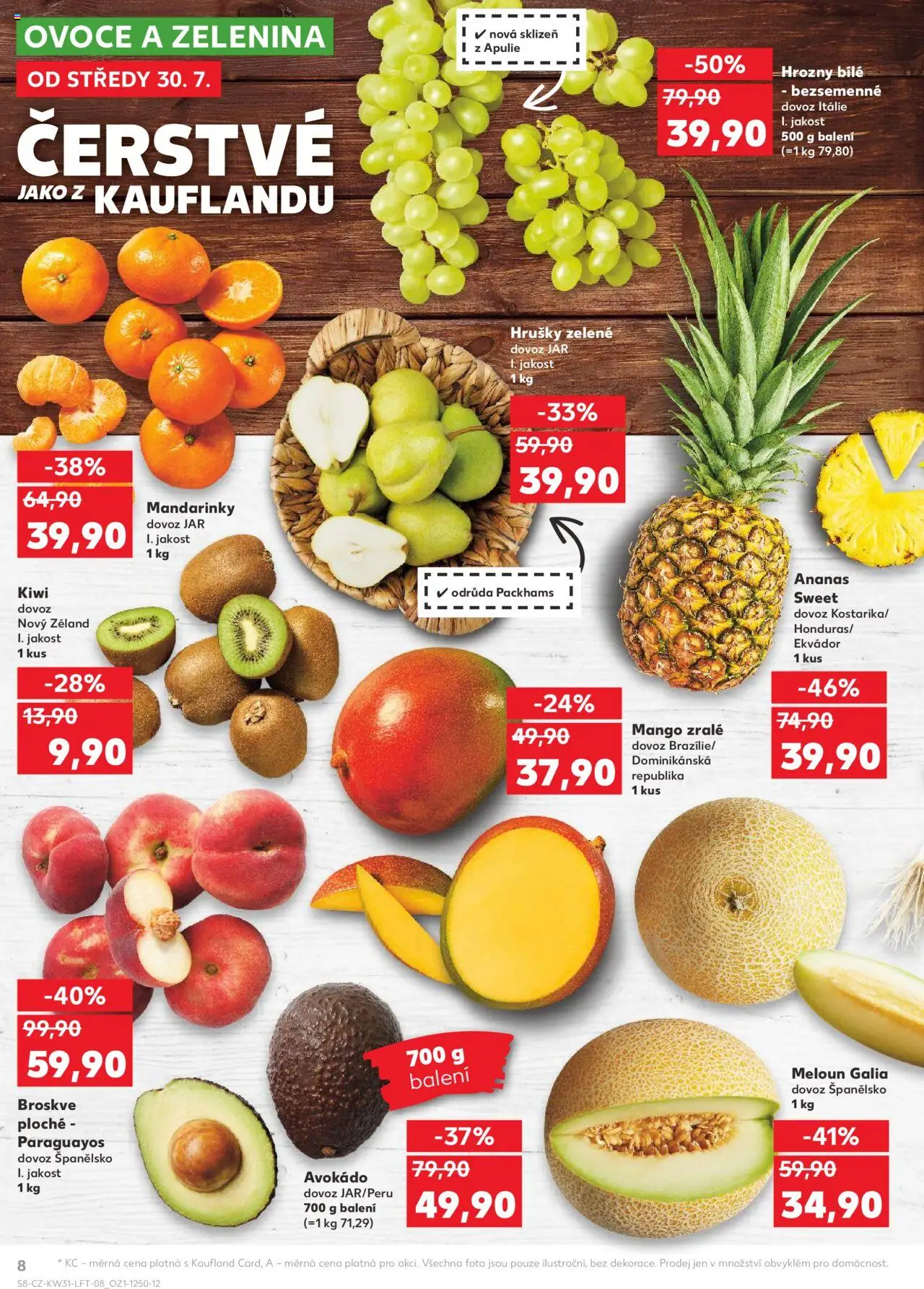 Kaufland leták - Plzeň Bory od 30.07.2025 | Strana: 8 | Produkty: Mango, Mandarinky, Avokádo, Hrozny