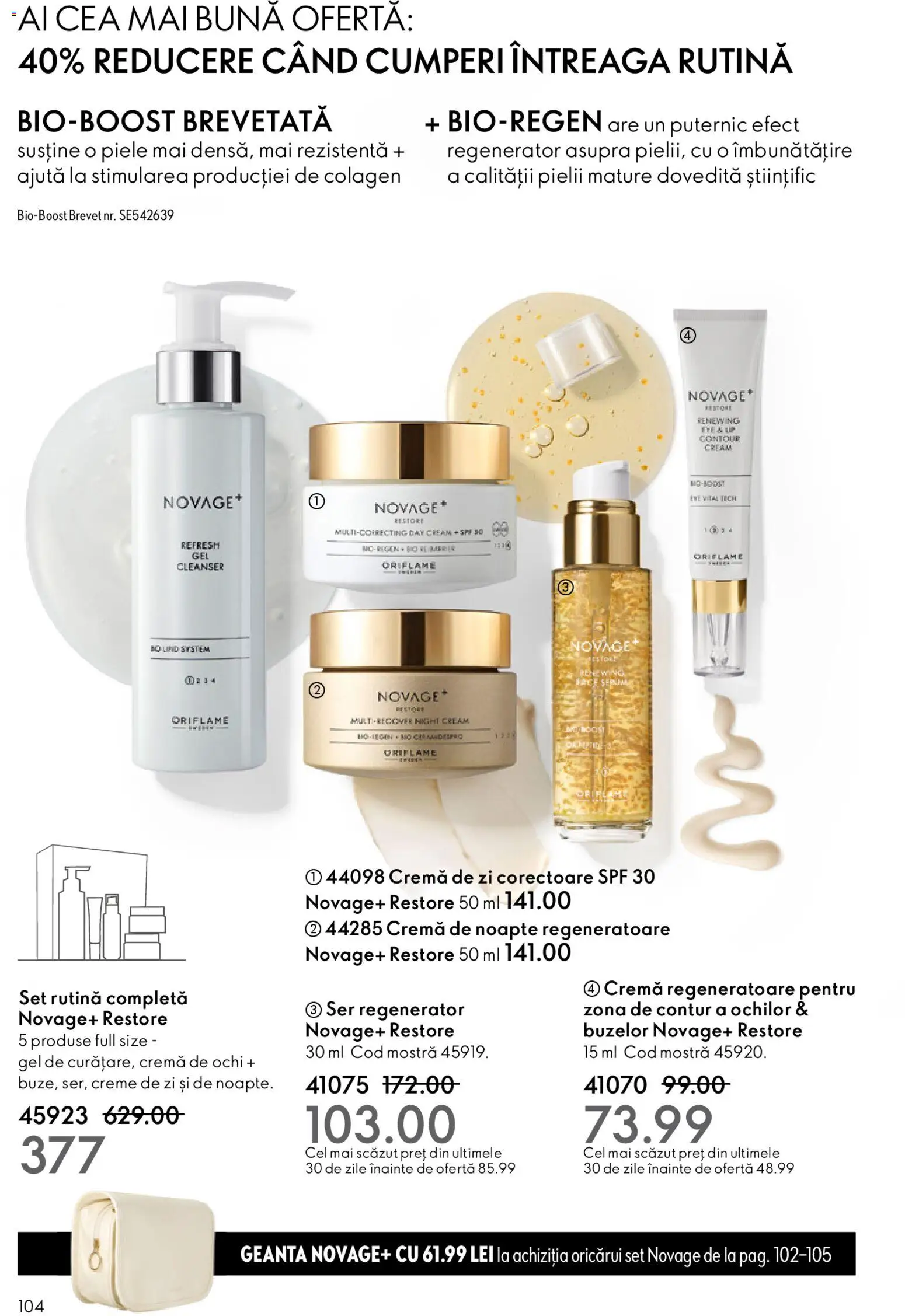 Noul catalog Oriflame – valabil de la 03.12.2025 | Pagină: 104 | Produse: Serum, Cremă de zi, Cremă de noapte, Geantă